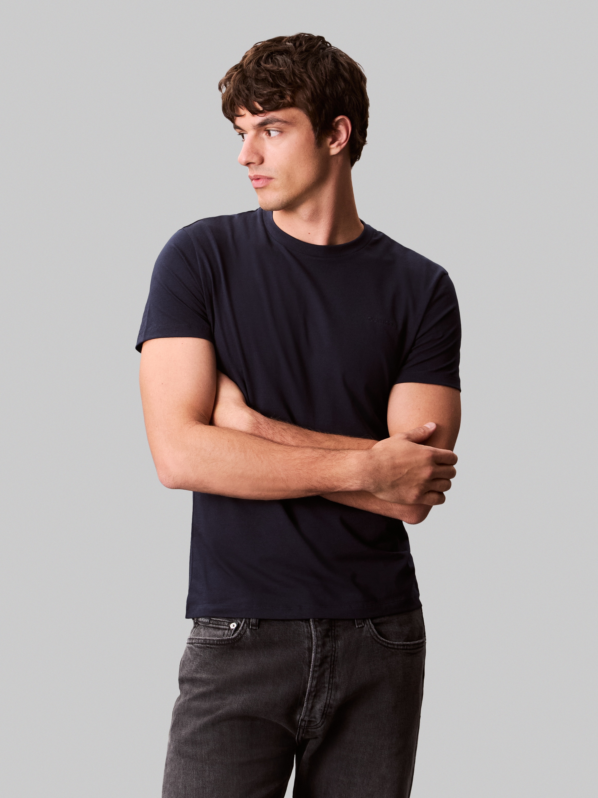 Calvin Klein T-Shirt "SS STRETCH COTTON SLIM TEE", Mit Rundhalsausschnitt günstig online kaufen