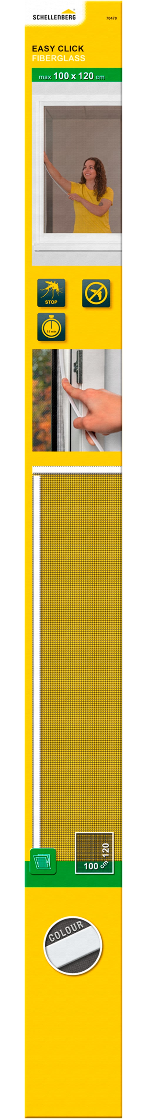 SCHELLENBERG Insektenschutz-Fensterrahmen "Simply Click mit Fiberglasgewebe ohne bohren" Set, 1 Stk. tlg. Fliegengitter zum Einklicken, 100 x 150 cm und 130 x 150 cm, weiß