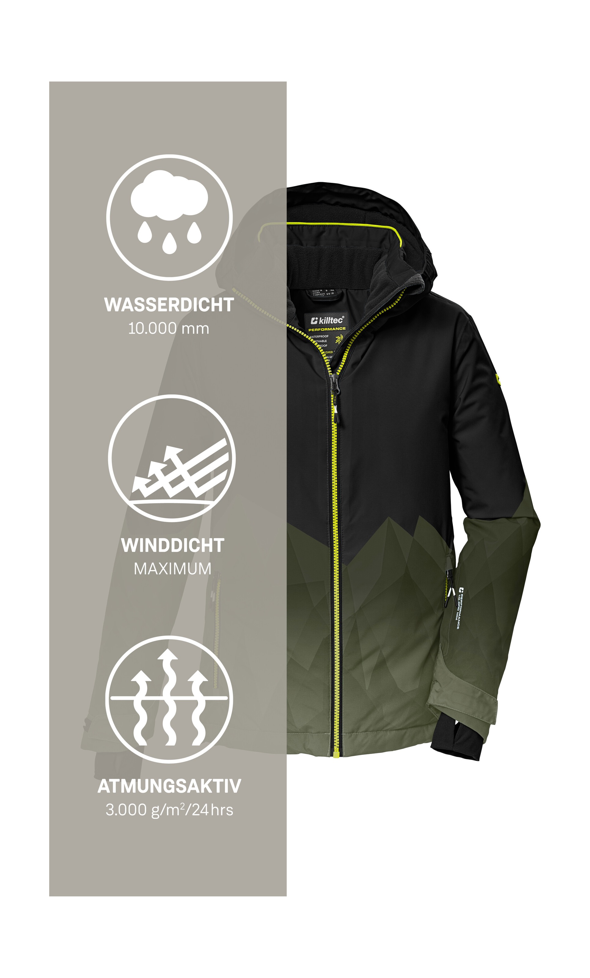 Killtec Skijacke »KSW 383 BYS SKI JCKT«, Wasser- und winddichte Skijacke mit verstellbarer Kapuze