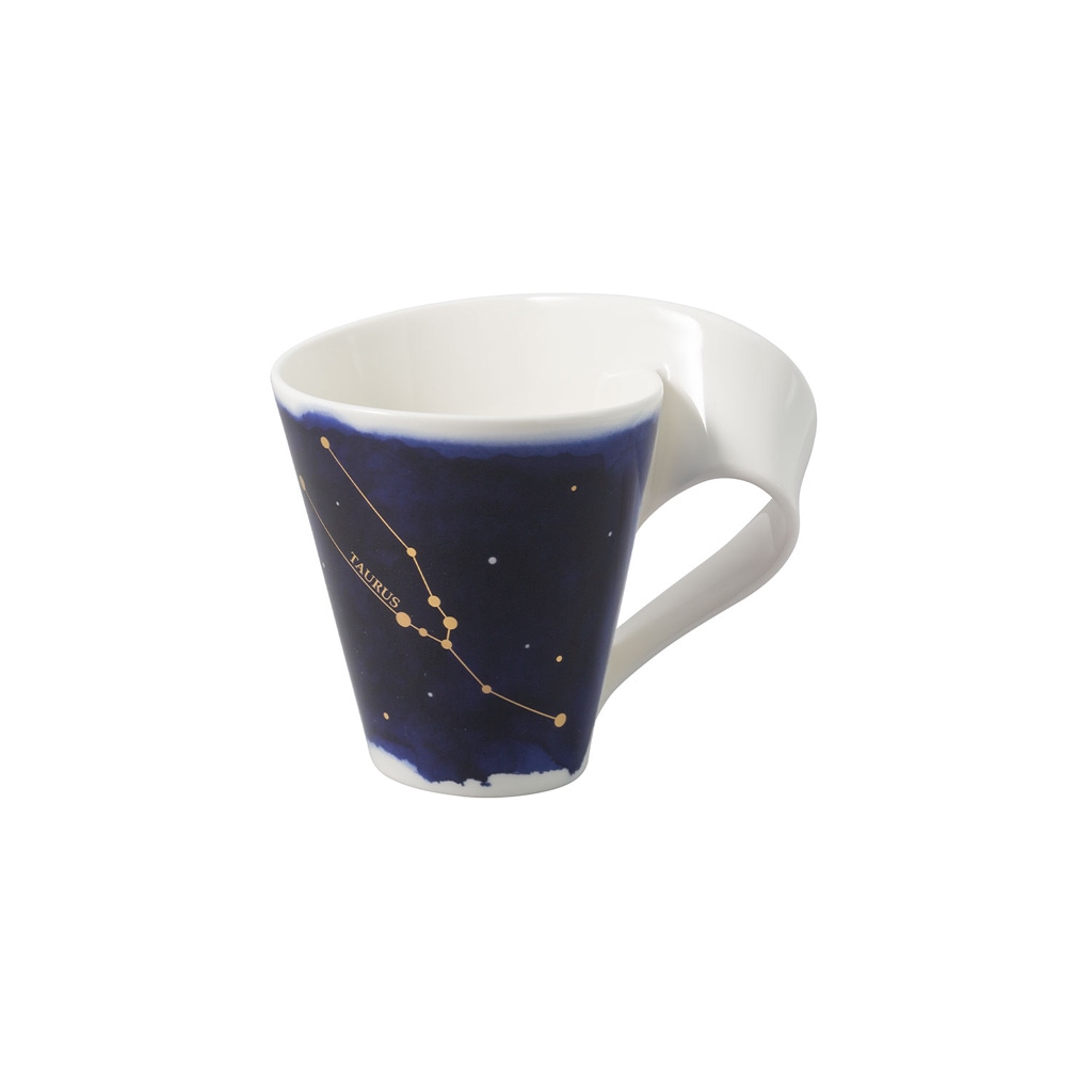 VILLEROY & BOCH Tasse "Tasse Stier NewWave Stars 300 ml weiß-blau", weiß, Trinkgefäße