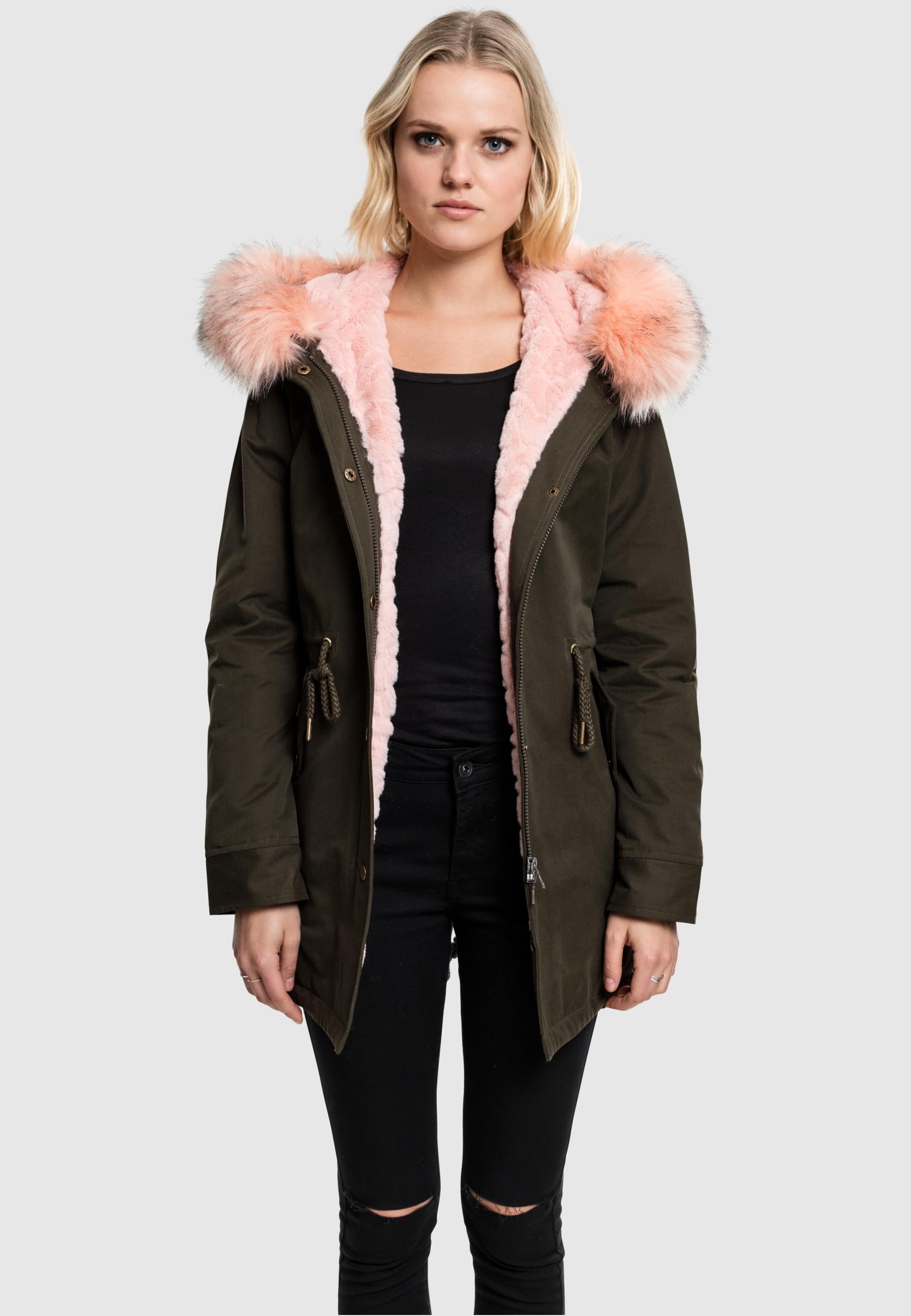 URBAN CLASSICS Parka »Urban Classics Damen Ladies Peached Teddy Lined Parka«, (1 St.), mit Kapuze