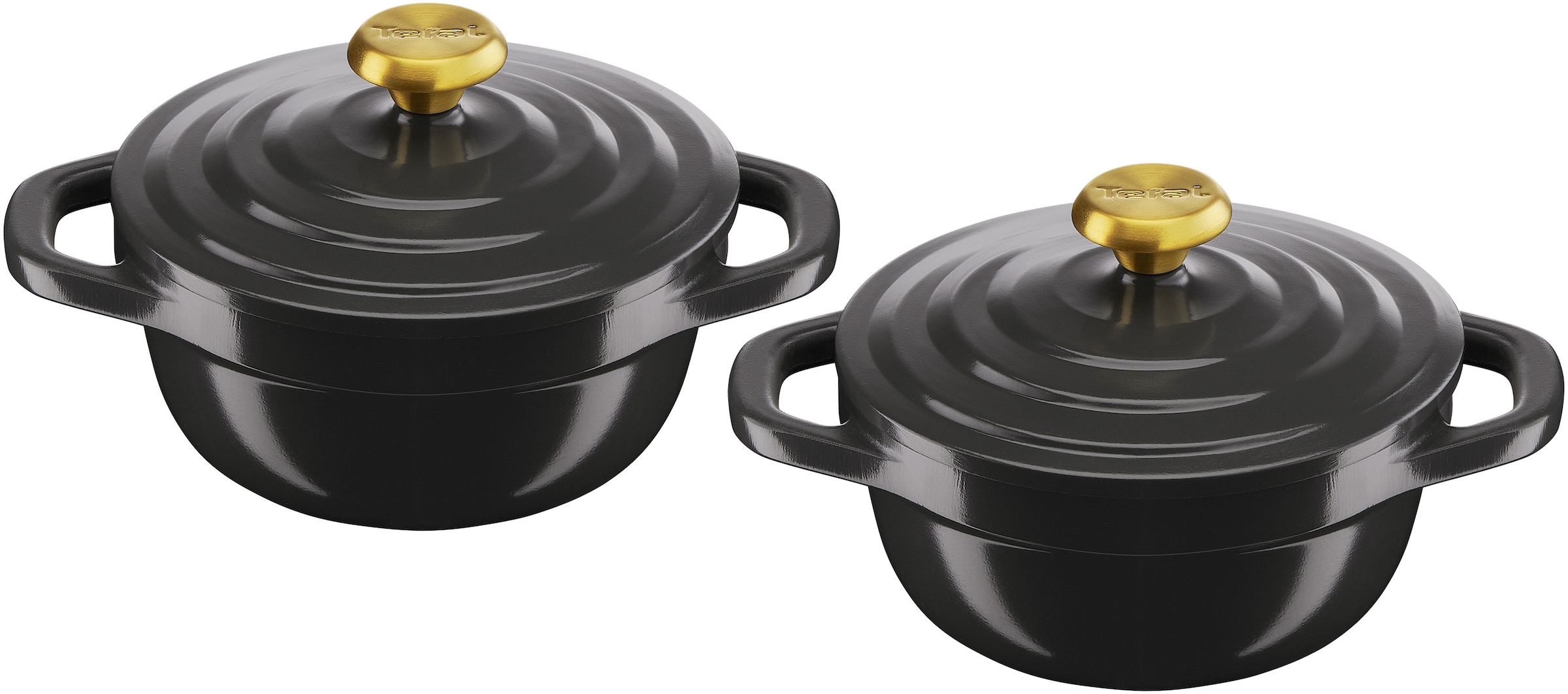 TEFAL Topf-Set "Air", Ø 11cm + Höhe 8,8cmschwarz, Töpfe, 2-tlg., 11 cm, Keramikversiegelung, Kondensationsdeckel, backofenfest