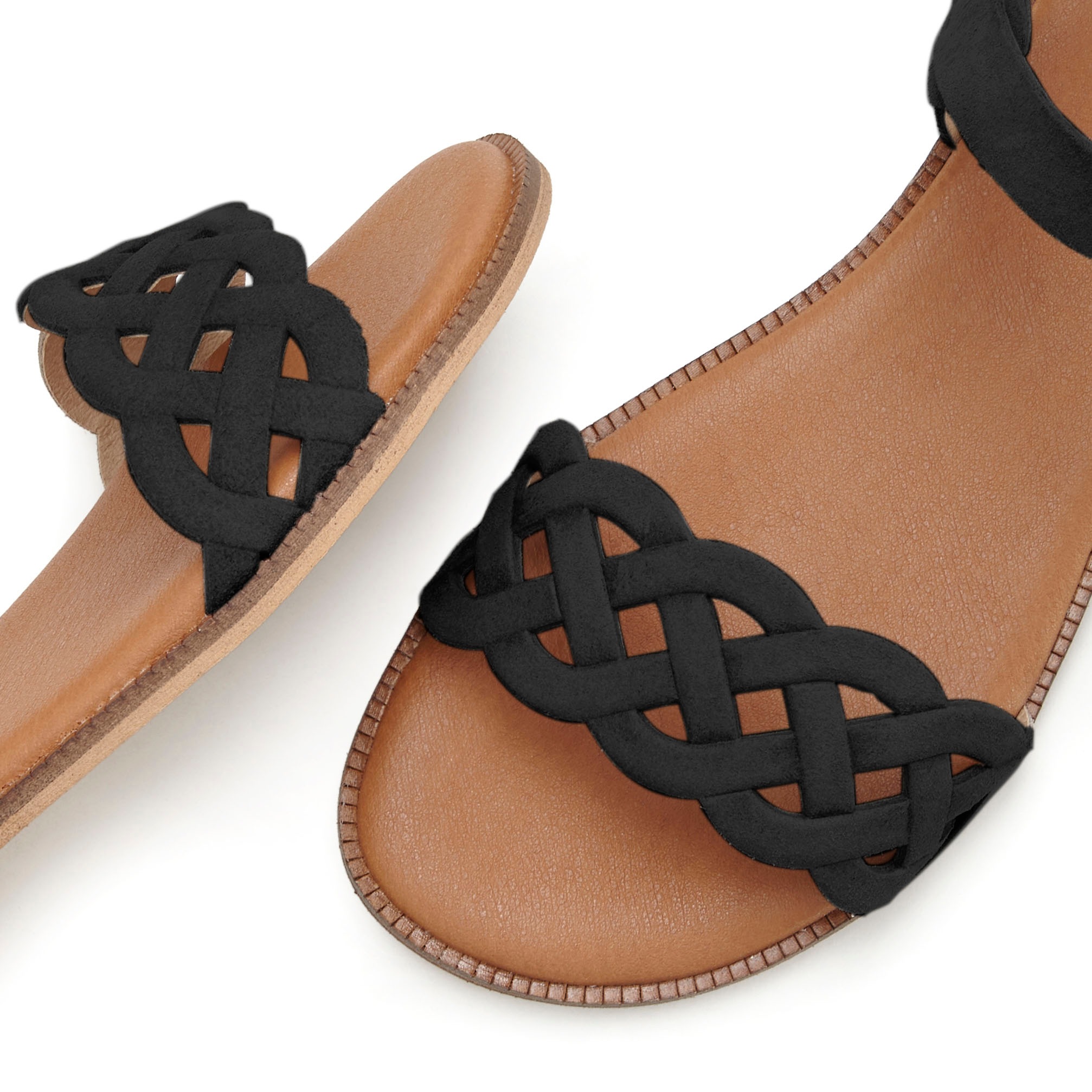 Sandale LASCANA "Sommerschuh", Damen, Gr. 39, schwarz, Obermaterial: 100% Rindsleder. Decksohle: 50% Lederimitat, 50% Polyester. Futter: 50% Lederimitat, 50% Polyester. Laufsohle: 100% Synthetik, Veloursleder, unifarben, Schuhe Sandale, Sandalette, Sommer 3