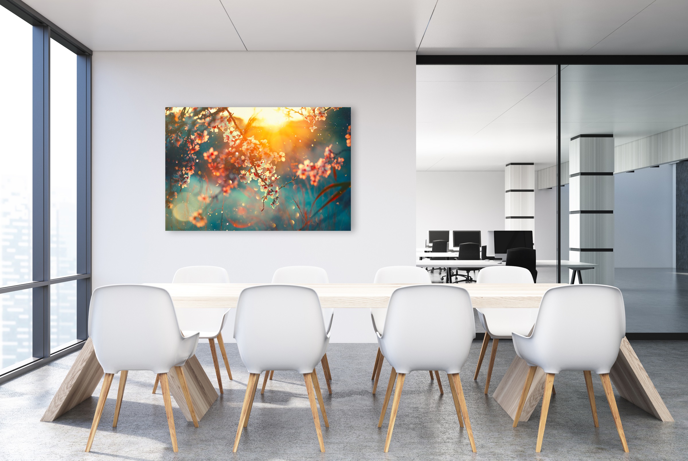 queence Leinwandbild "Cherry Blossom" Bilder vom Sonnenuntergang & -aufgang günstig online kaufen