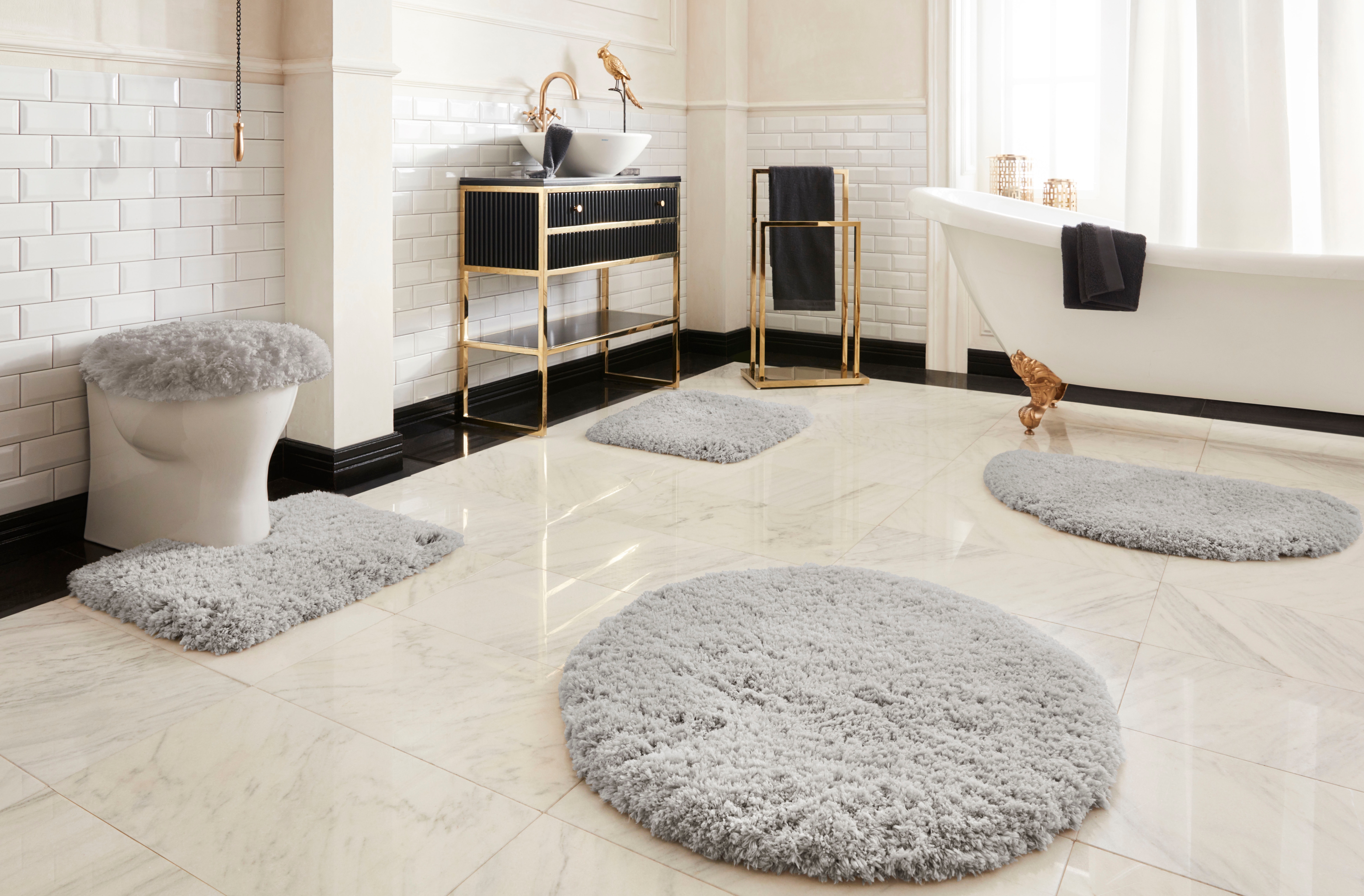 Thumbnail - my home Badematte "Micro exclusiv, Badvorleger, Badezimmer Teppich" Höhe 55 mm rutschhemmend beschichtet fußbodenheizung...