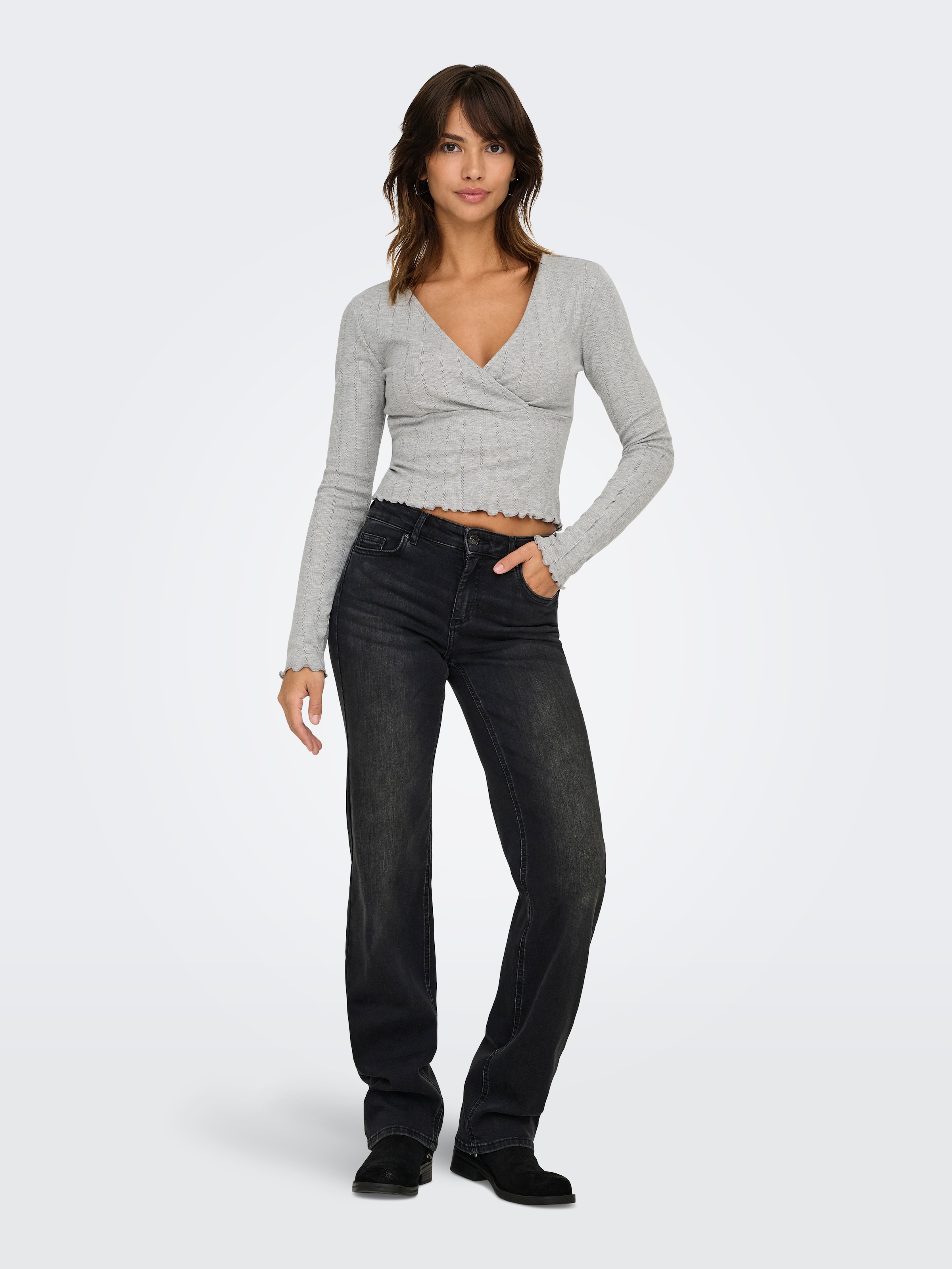 ONLY Langarmshirt »ONLCARLOTTA L/S WRAP TOP JRS«