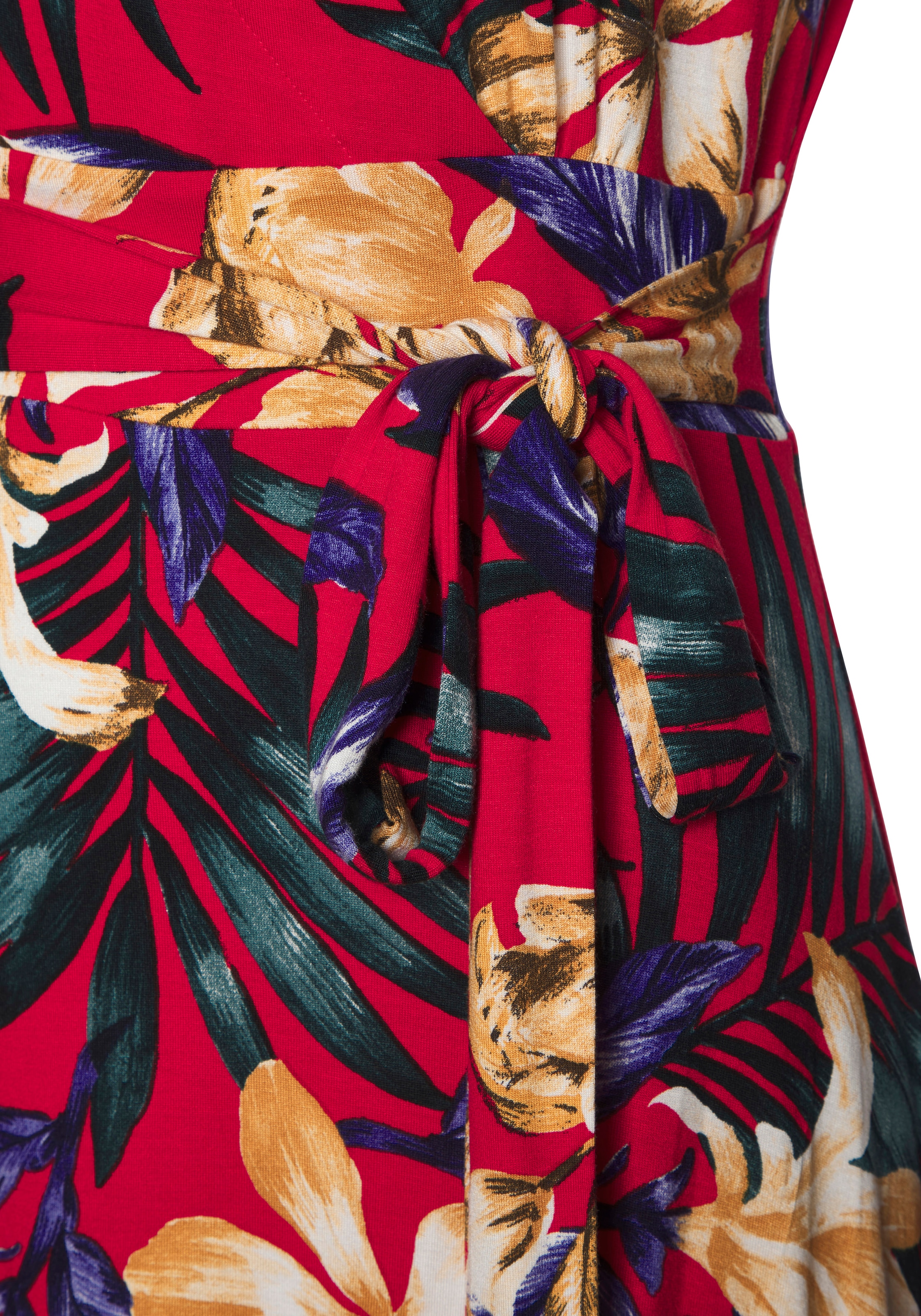 LASCANA Sommerkleid, mit Zipfelsaum und Schleife in der Taille, Jerseykleid, Strandkleid