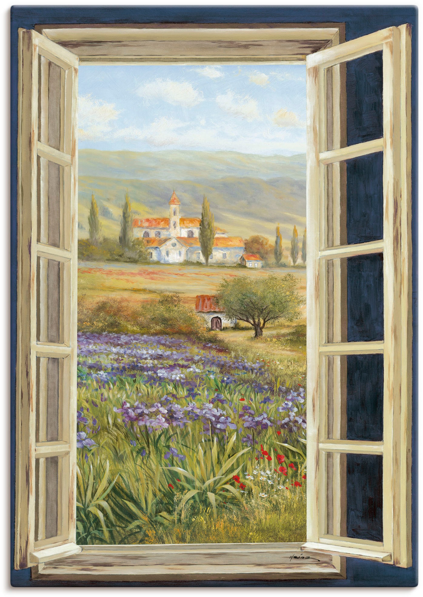 Artland Wandbild "Provence Fensterblick", Bilder von Europa, (1 St.), als Alubild, Outdoorbild, Leinwandbild, Poster in 