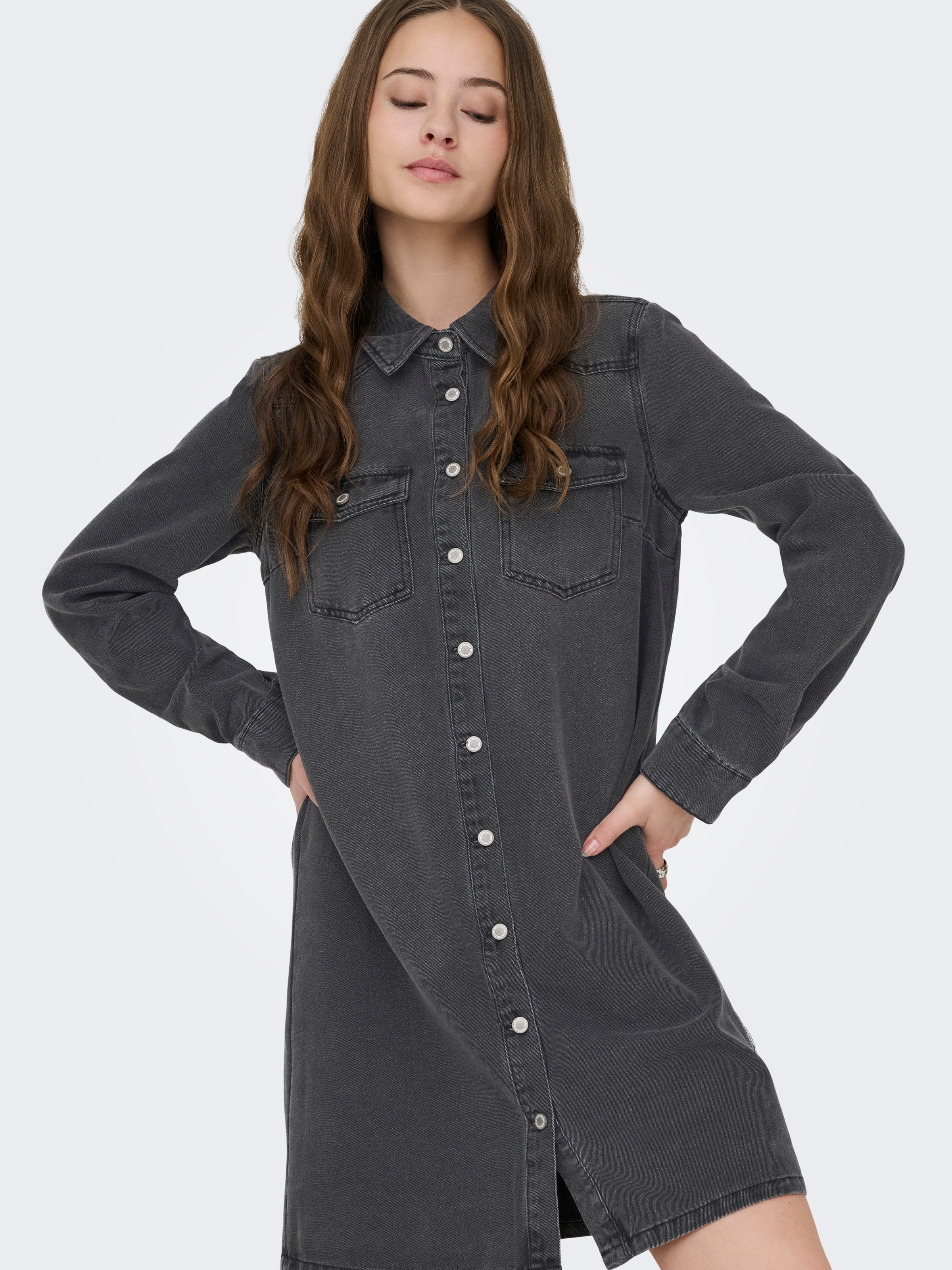 ONLY Jeanskleid "ONLLISA L/S DNM DRESS GUA NOOS" Brusttaschen günstig online kaufen
