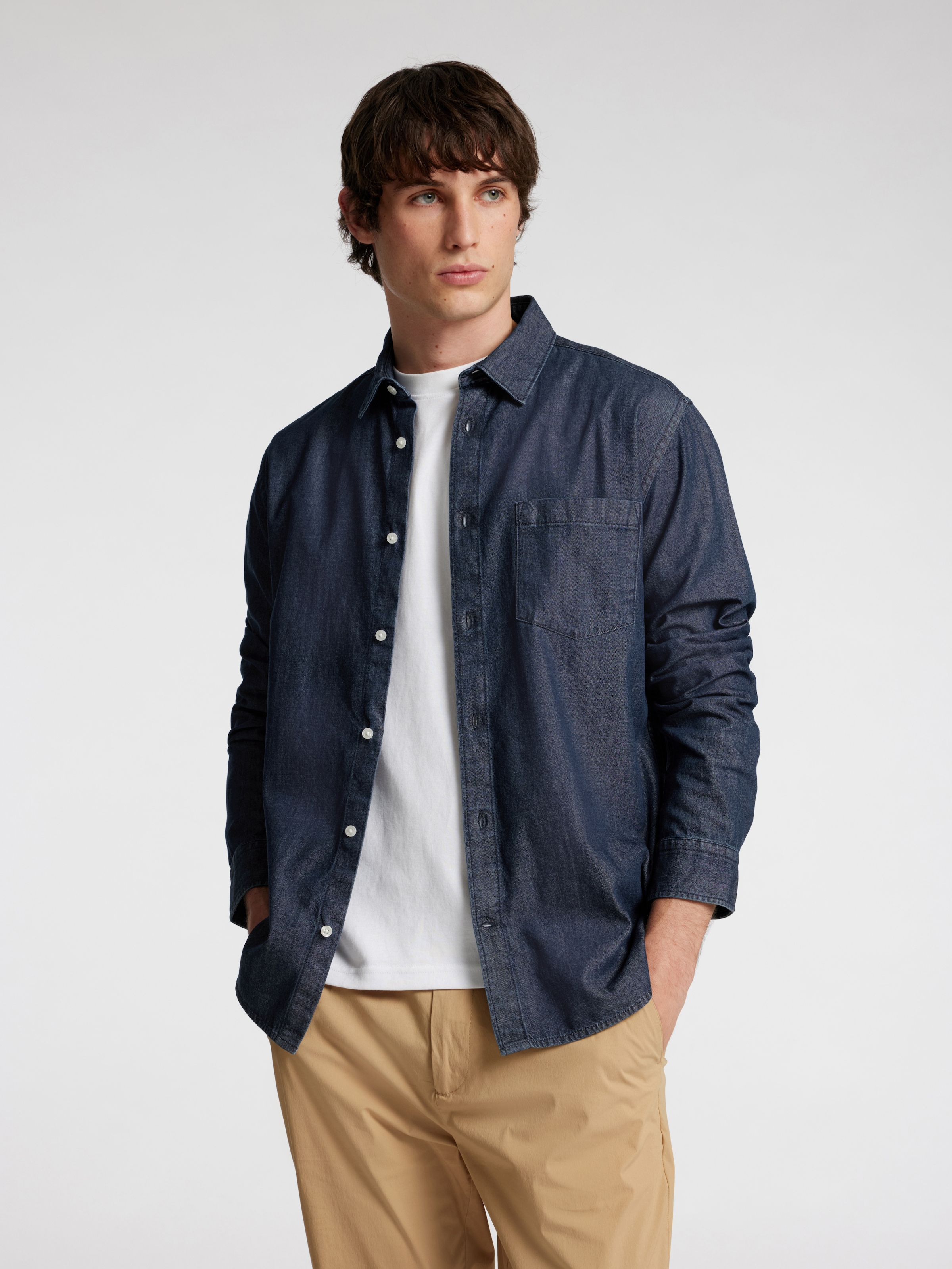 SELECTED Langarmhemd "SLHREGCARLO DENIM LS SHIRT NOOS" Baumwolle, regular f günstig online kaufen