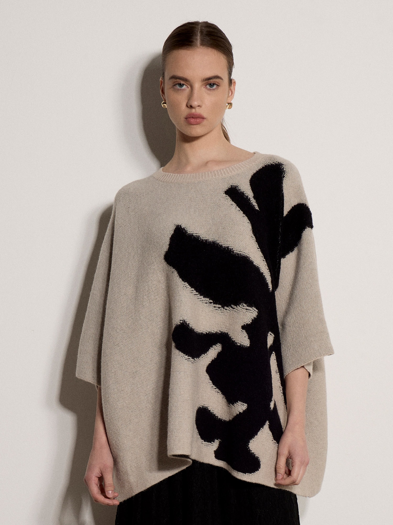 Apricot Strickpullover »Oversize-Cape-Pullover« mit abstraktem Blumenmuster