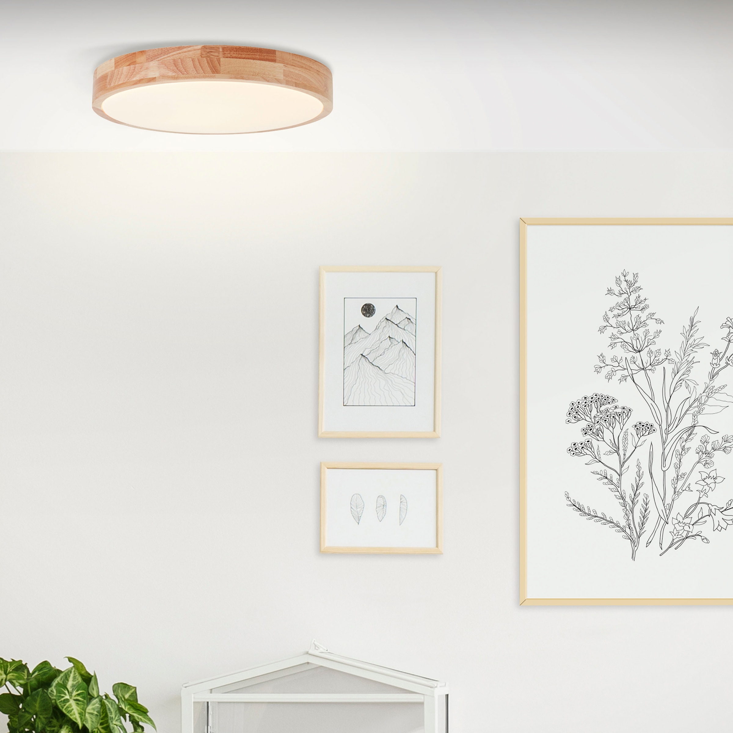 Brilliant Deckenleuchte »Slimline«, 1 flammig, LED Wand- und Deckenlampe 39cm holz hell/weiß