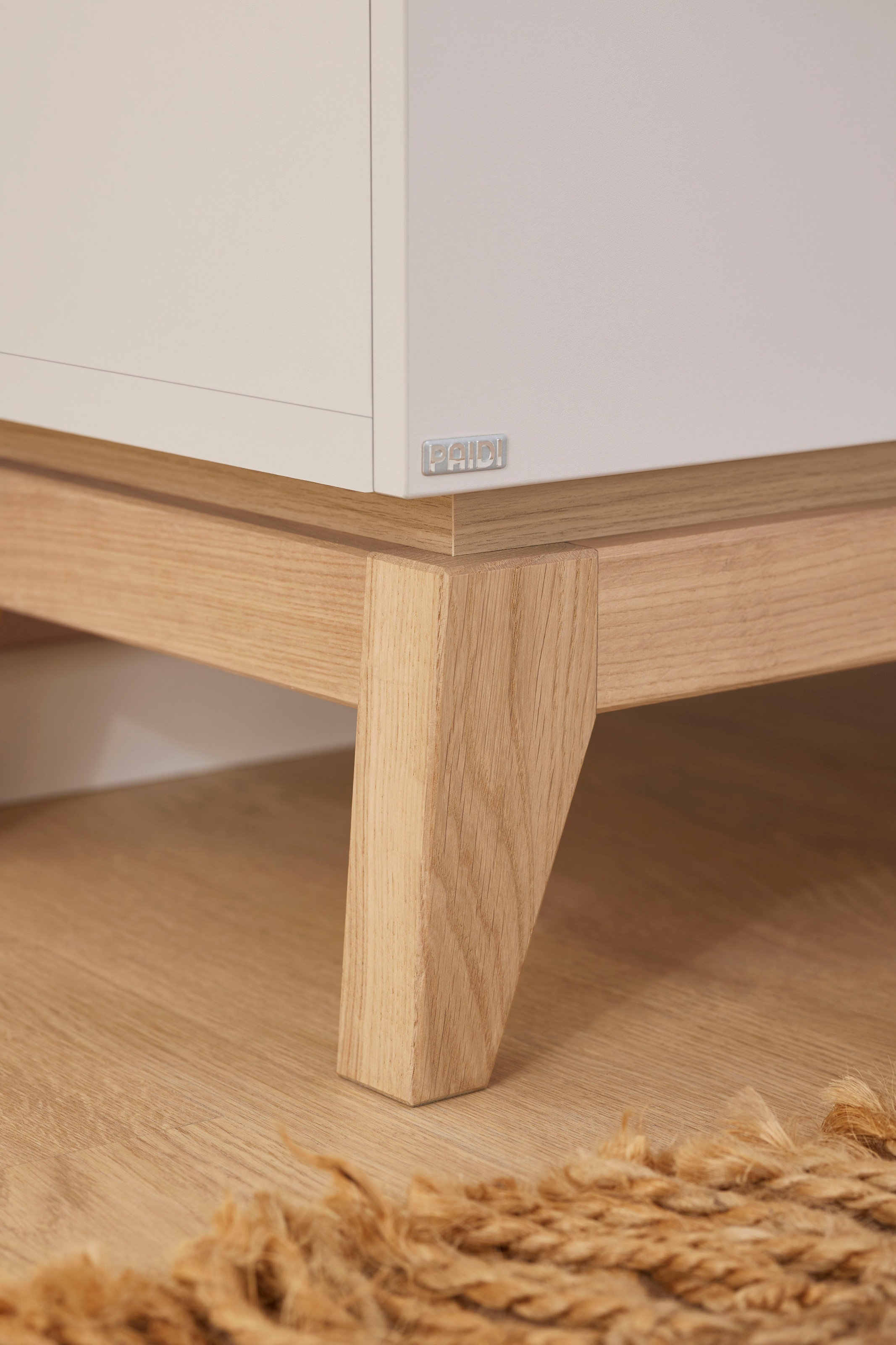 PAIDI Highboard »STIENE in Beige oder Grau, 2 Schubladen und 2 Türen mit Soft-Close« B/H/T ca. 95/123/40cm,  stabiles Regal mit Massivholz, Standregal, geprüfte Qualität