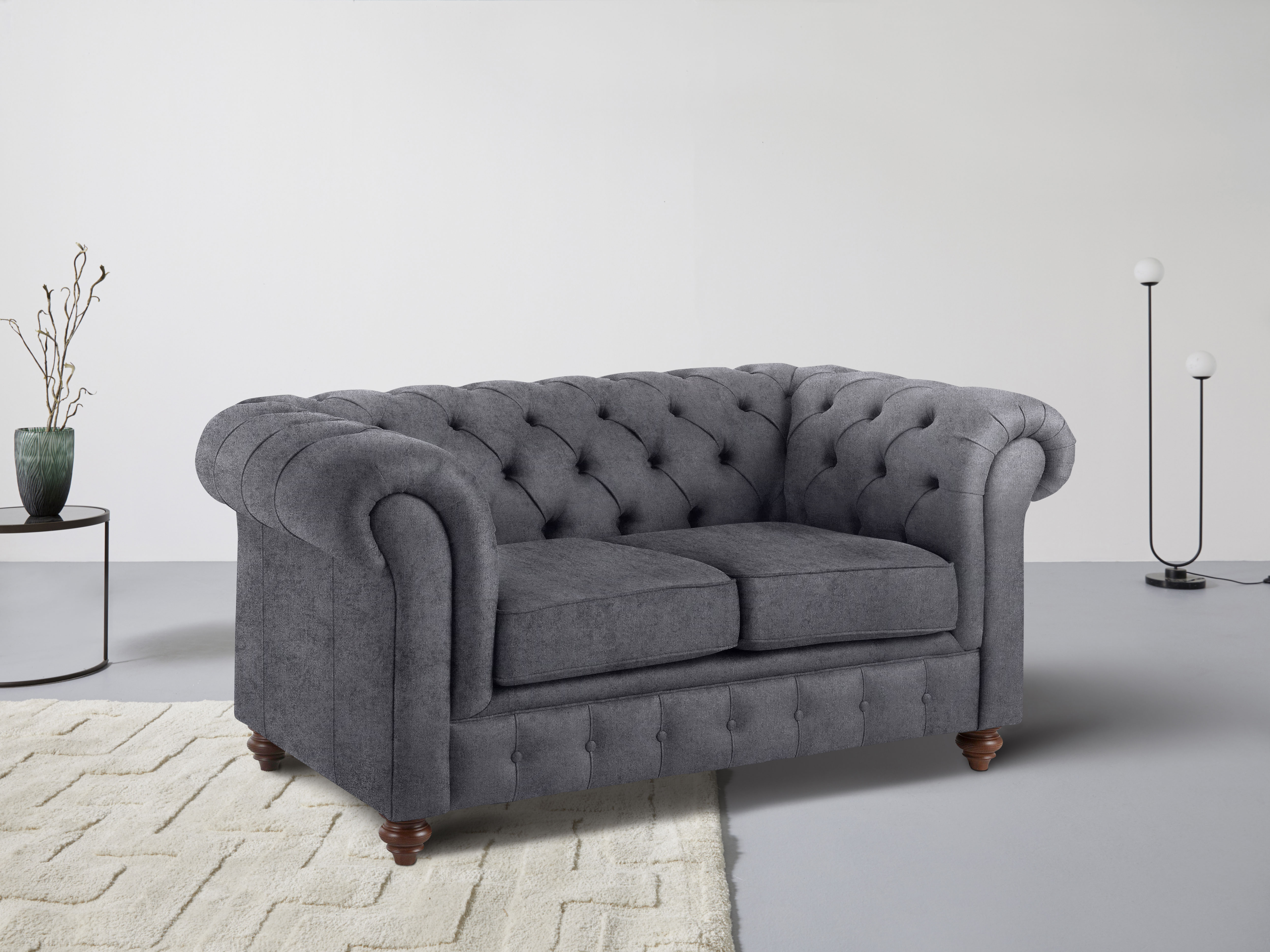 OTTO home Chesterfield-Sofa "Chesterfield 2-Sitzer B/T/H: 150/89/74 cm" mit hochwertiger Knopfheftung, auch in Leder