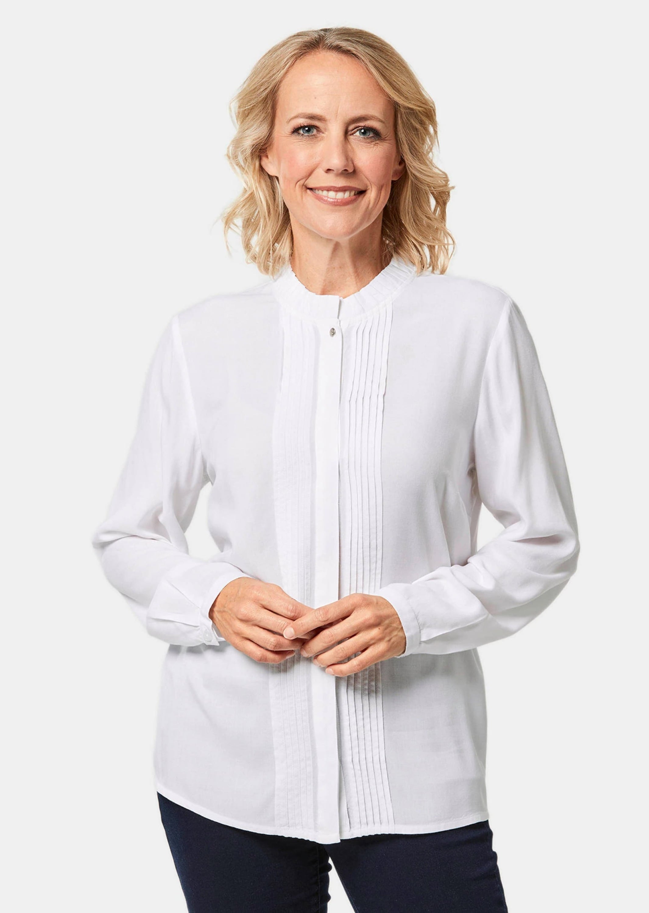 GOLDNER Langarmbluse »Bluse Bluse mit raffinierter Ausschnittlösung«