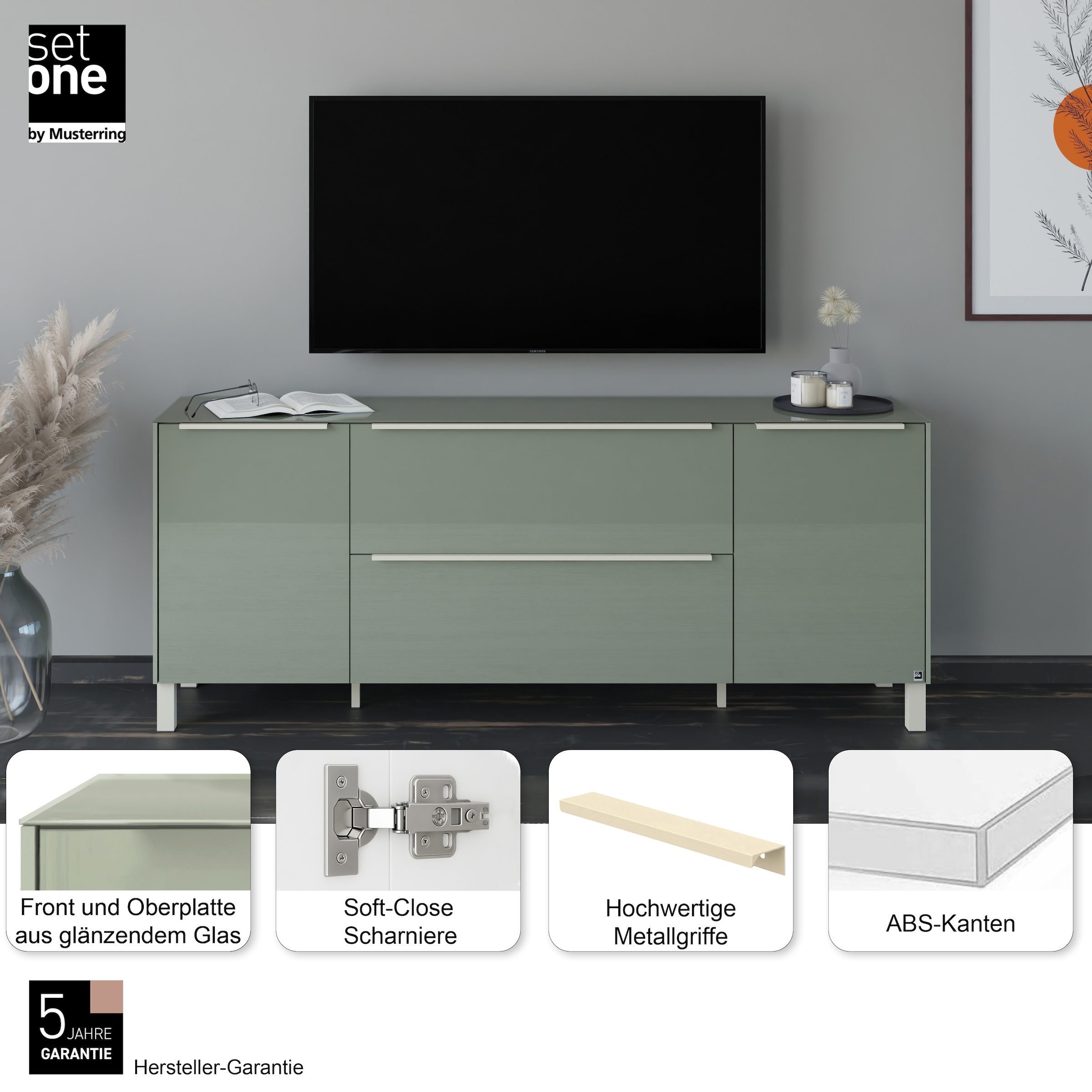 set one by Musterring Lowboard »Reno« 1 Stk. tlg. Mit Vierkantfuß in diversen Farben, 75 cm Höhe & Farbauswahl