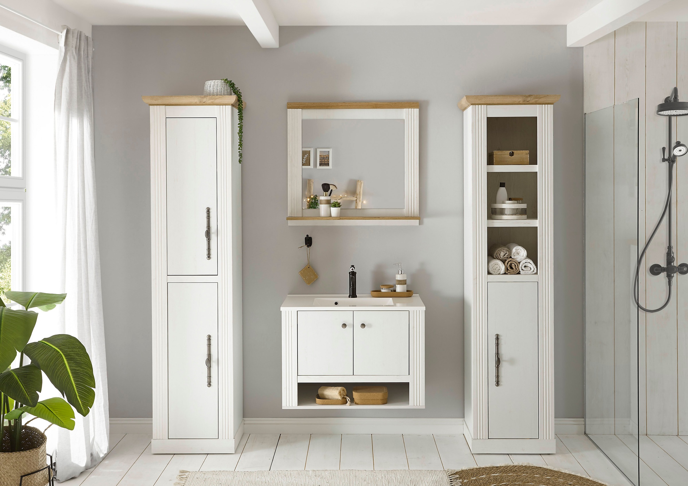 Home affaire Badmöbel-Set "WESTMINSTER, Bad im Landhausstil, 4-teiliges Bad günstig online kaufen