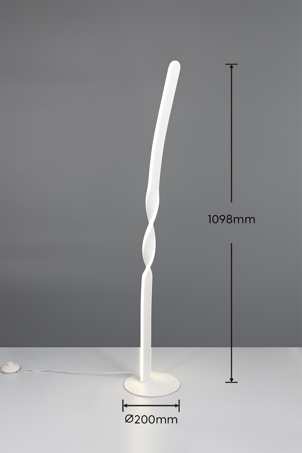 REALITY Leuchten LED Stehlampe »GINKO, LED Stehleuchte mit 19W 2100 Lumen 4000K kaltweiß«, 1 flammig, Leuchtmittel LED-Board | LED fest integriert, Stehlampe mit Fußschalter + 180cm Kabel, Höhe 110 cm Ø 20cm