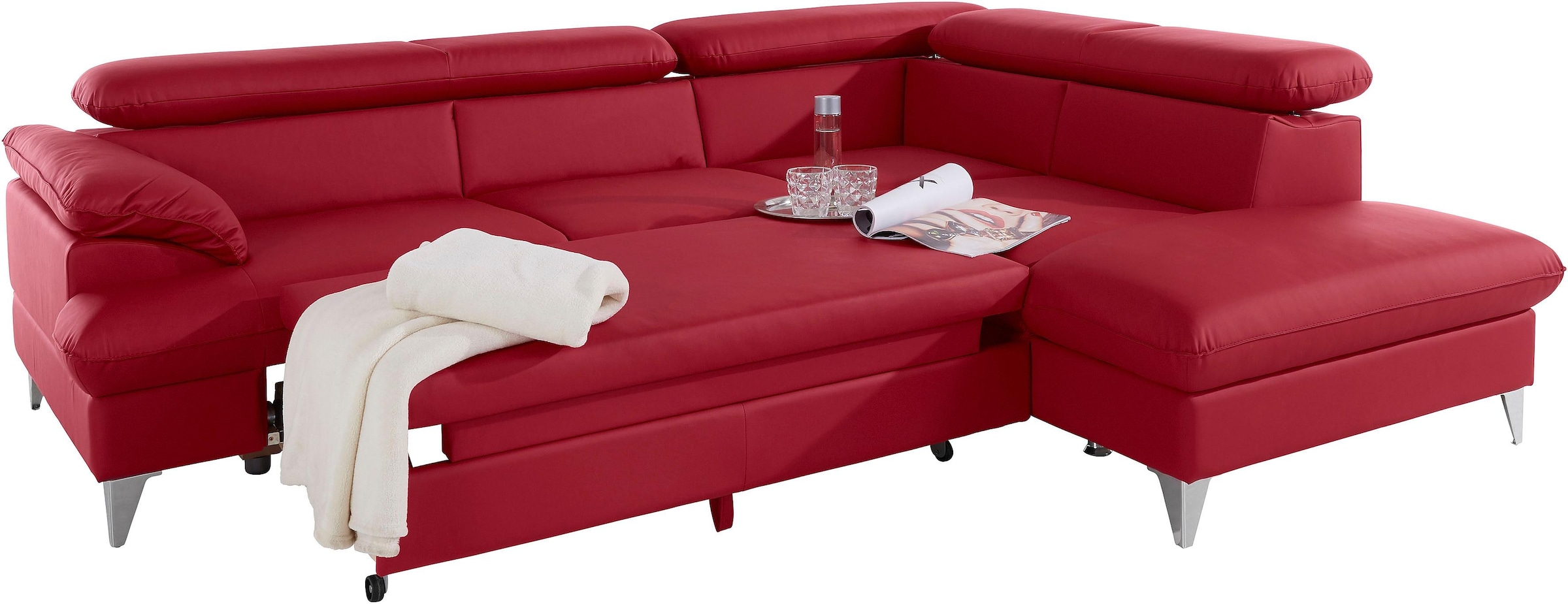 COTTA Ecksofa »Caluso L-Form«, mit Kopfteilverstellung, wahlweise mit Bettfunktion & Bettkasten