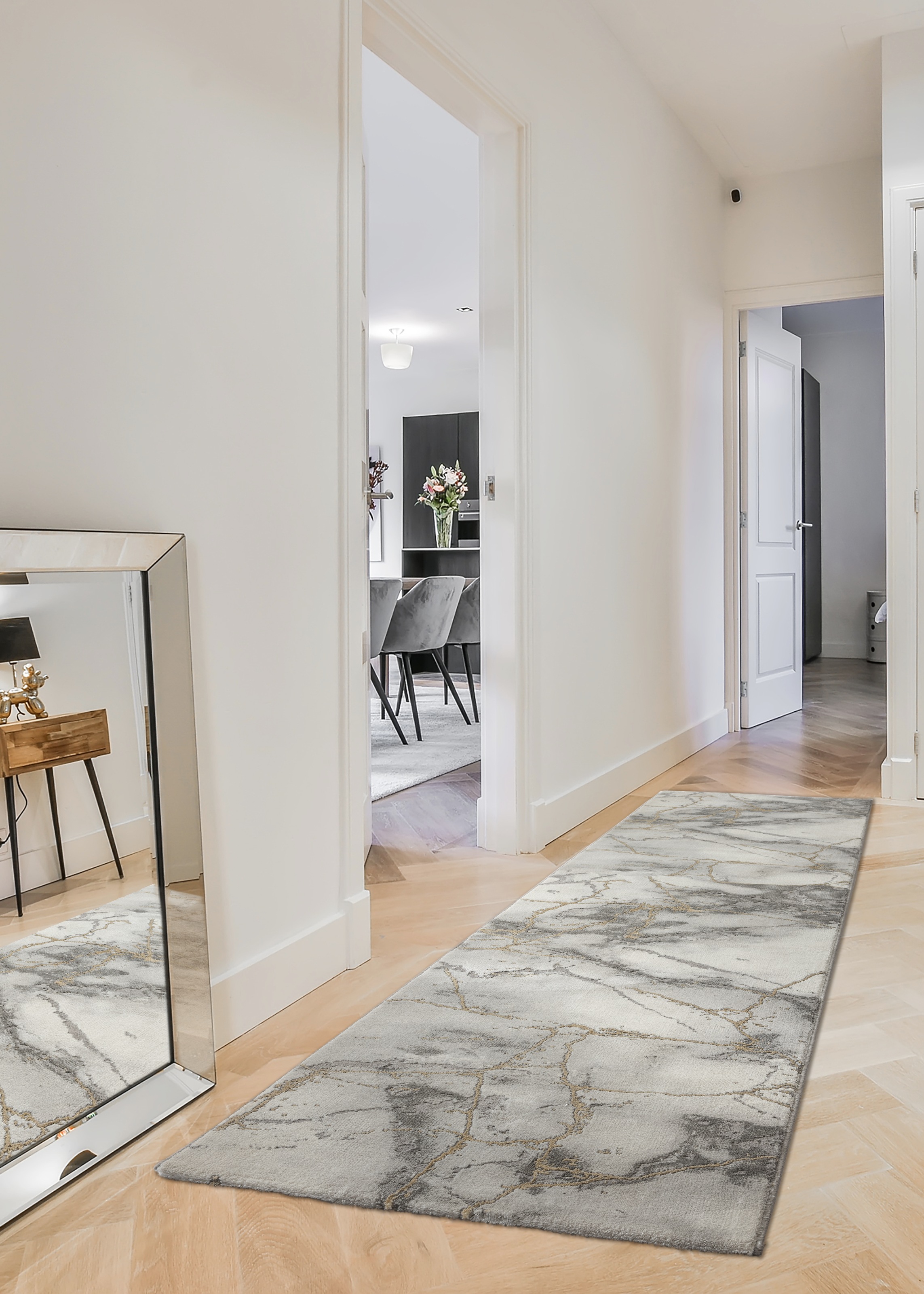 OTTO home Läufer "Juliet" rechteckig 12 mm Höhe modernes Marmor-Design, Läufer, Brücke, Kurzflor, pflegeleicht