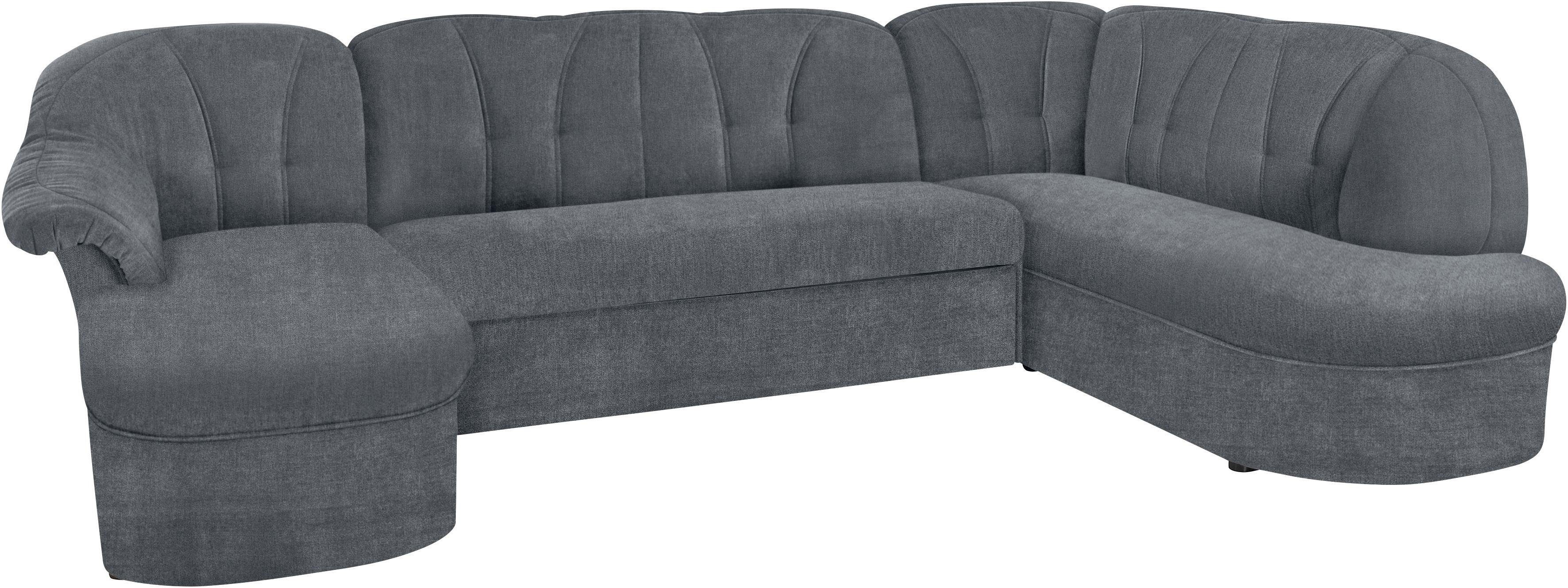 DOMO collection Wohnlandschaft "Pegnitz, zeitlos&modern, elegante Rückensteppung, Breite 292cm, U-Form" wahlweise mit Bettfunktion
