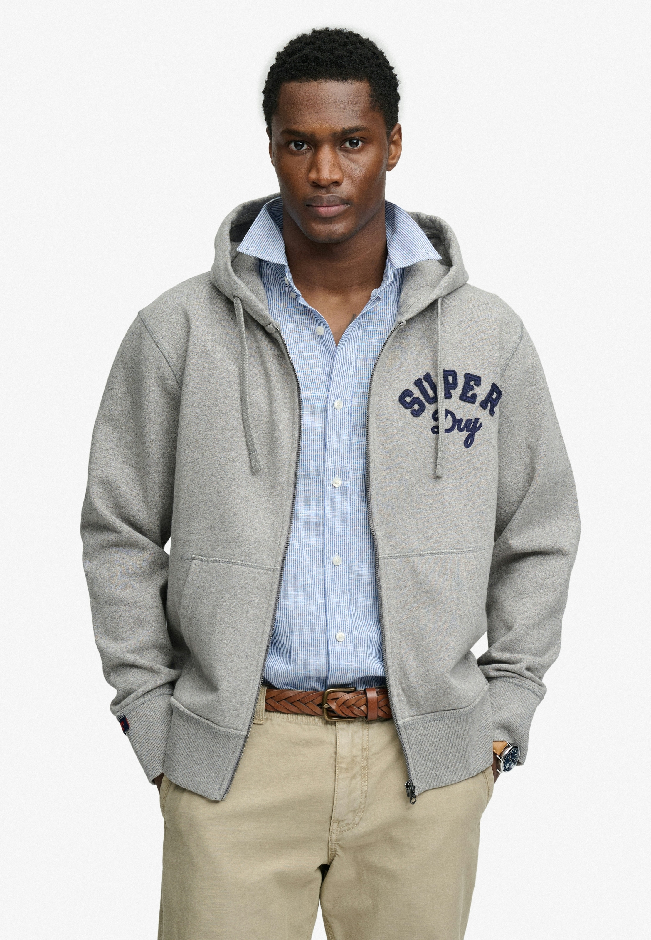 Superdry Kapuzensweatjacke »VINTAGE ATHLETIC ZIPHOOD« aus Baumwolle und angerauter Sweatware, Loose Fit, mit Reißverschluss