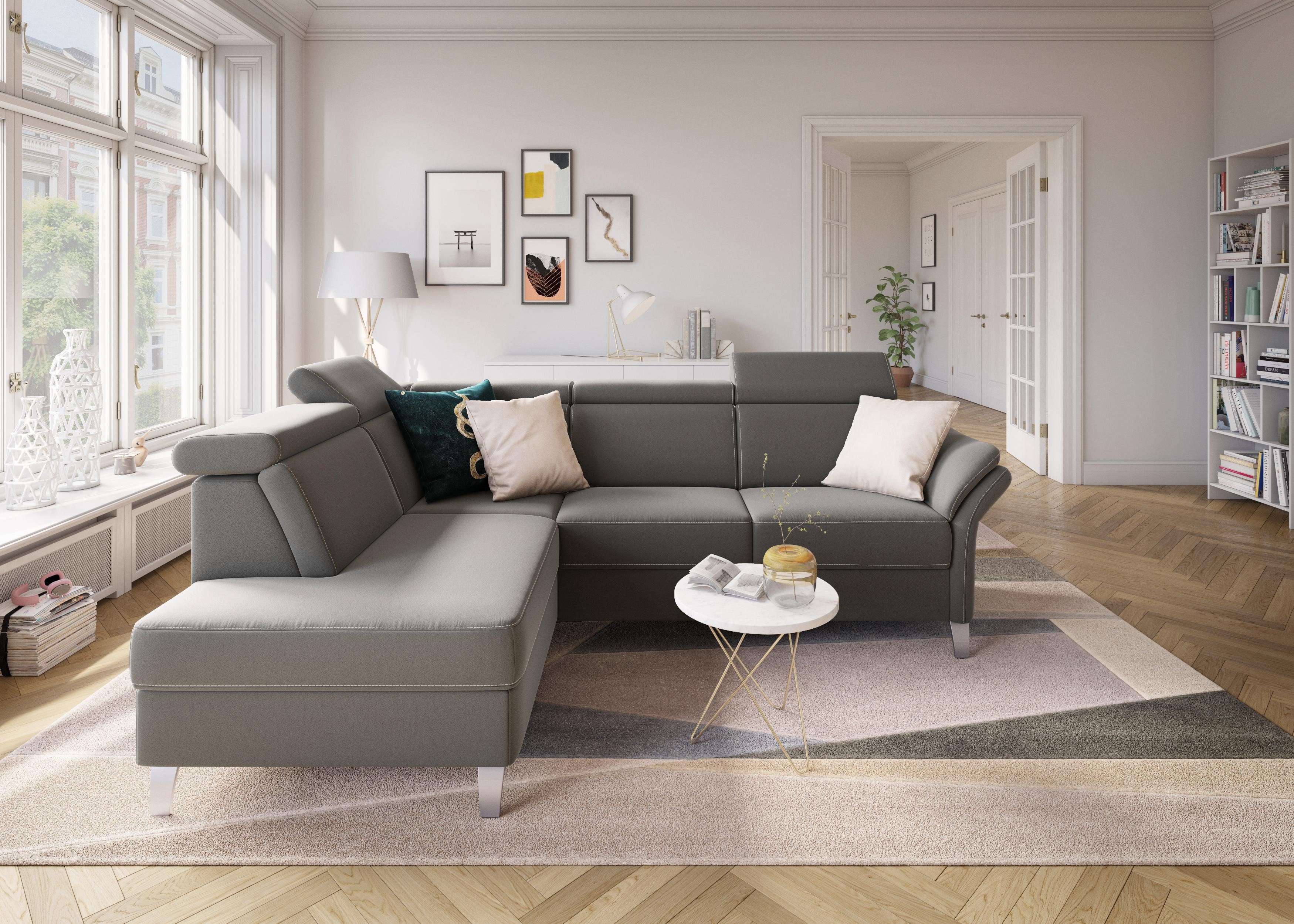 Thumbnail - sit&more Ecksofa "Vincenzo L-Form" inklusive Kopfteilverstellung, wahlweise mit Bettfunktion, Bettkasten