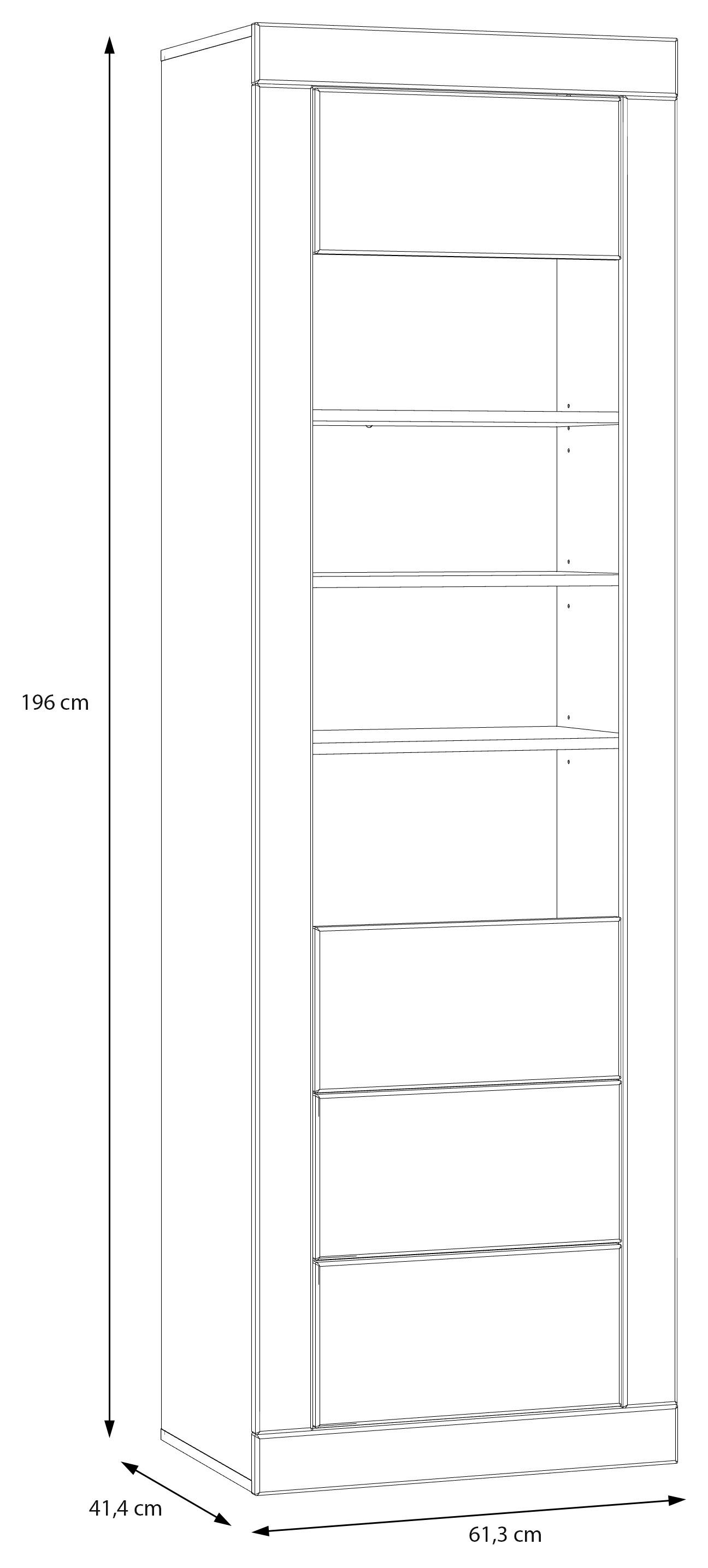 FORTE Vitrine »Lefkadas, Breite 61,3cm, Höhe 196 cm«, Vitrine, grifflose Front, breite Rahmenoptik, Tür mit Glaseinsatz