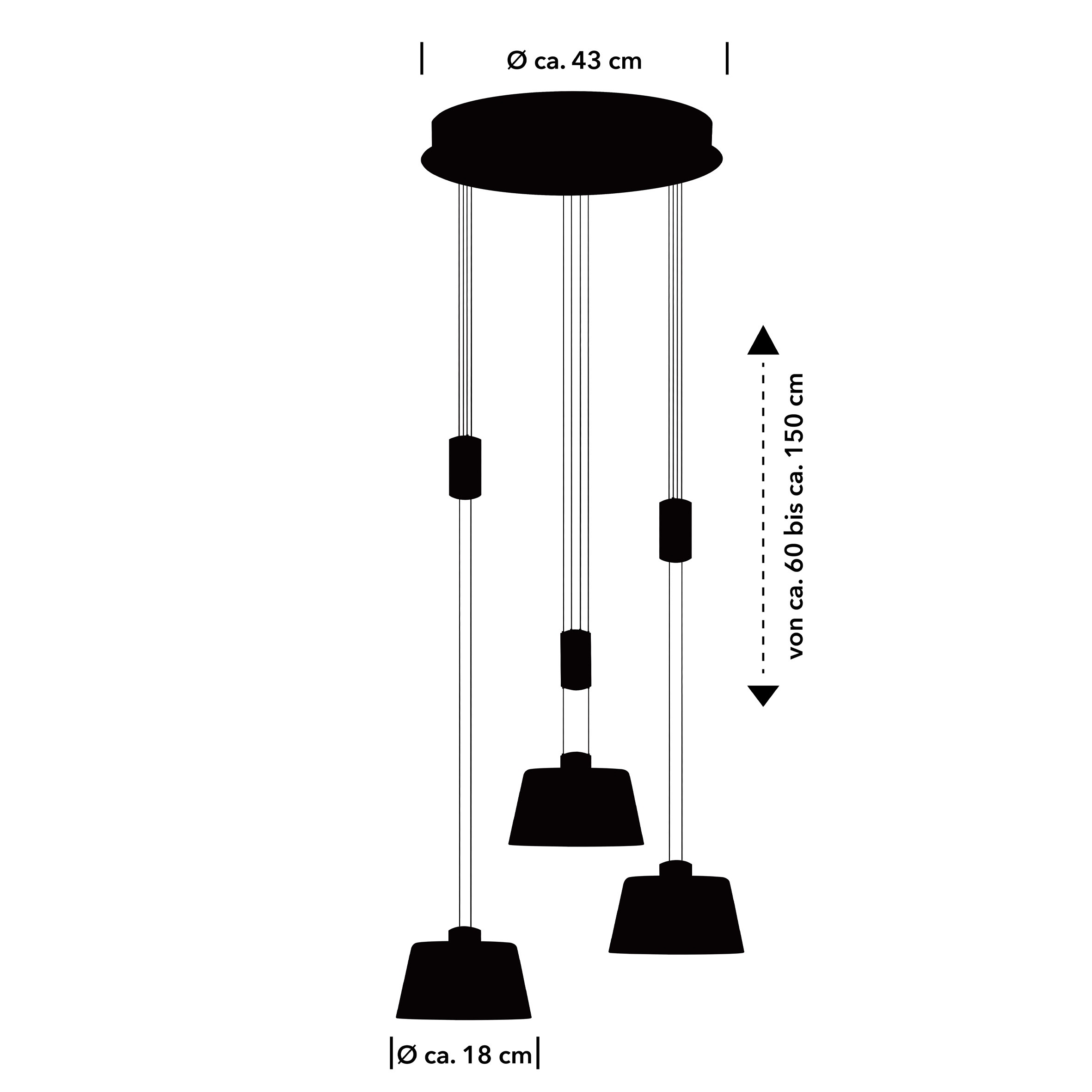 HELL höllisch gutes Licht LED Pendelleuchte »ELEGANCE« LED-Modul 1 Stk. Warmweiß dimmbar über Wanddimmer, Höhenverstellbar