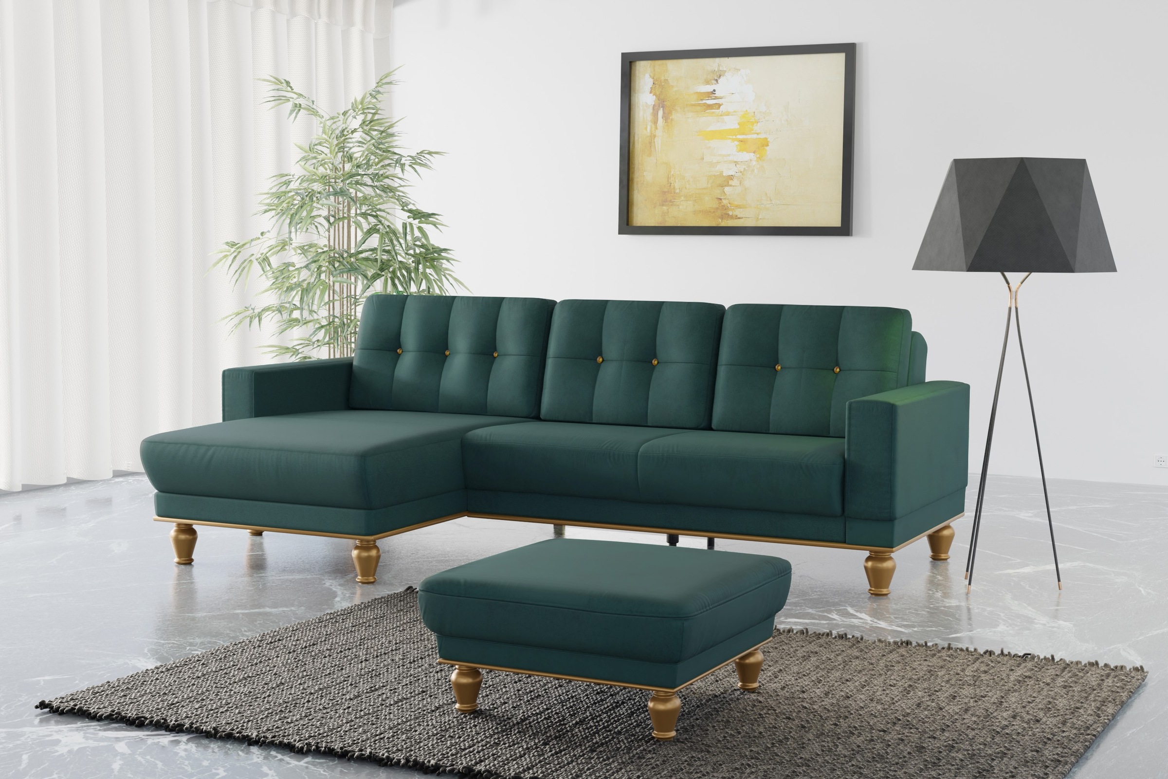 Ecksofa »Orient 5 V L-Form«, mit Strass-Stein, wahlweise mit Bettfunktion und Bettkasten