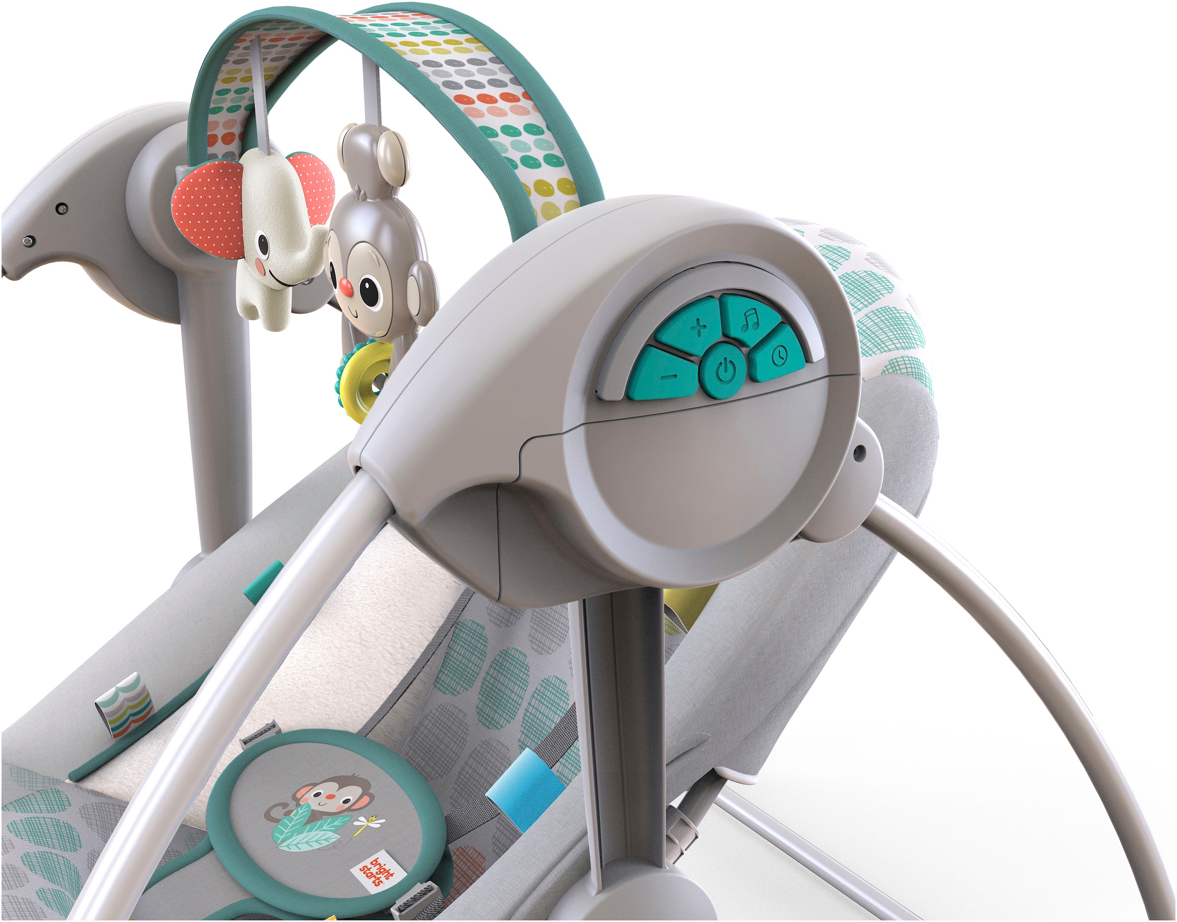 Bright Starts Babywippe »Whimsical Wild Portable Swing« bis 9 kg mit Sound-Effekt