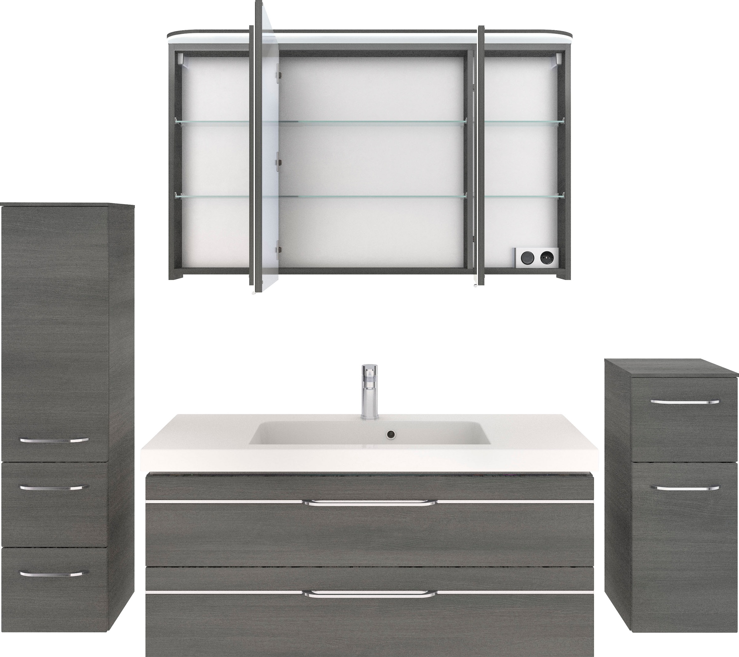 Thumbnail - Saphir Badmöbel-Set "Balto Sprint 4-teilig, Mineralmarmor-Waschtisch mit LED-Spiegelschrank" 5 Stk. tlg.