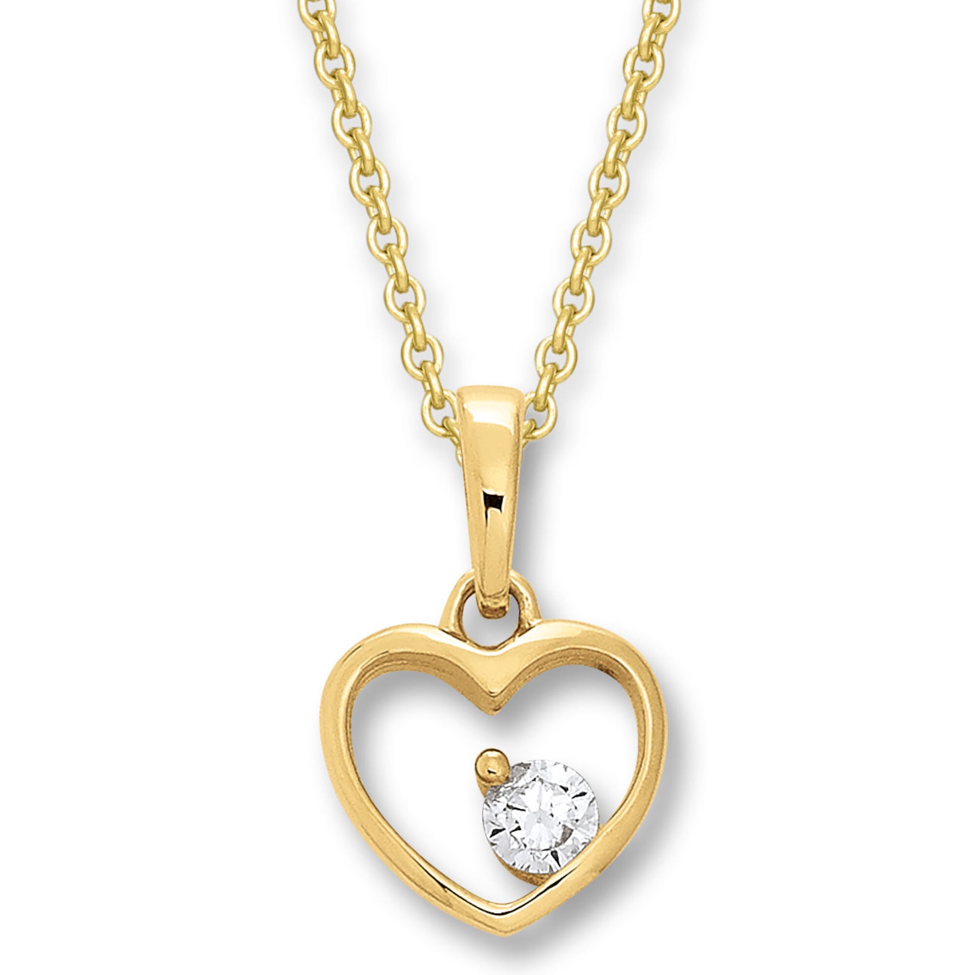 bestellen verstellbarer ONE Halskette Schmuckset - Set mit Damen 333 Herz ELEMENT Gelbgold«, aus »Zirkonia Anhänger Kette BAUR mit | Anhänger Herz