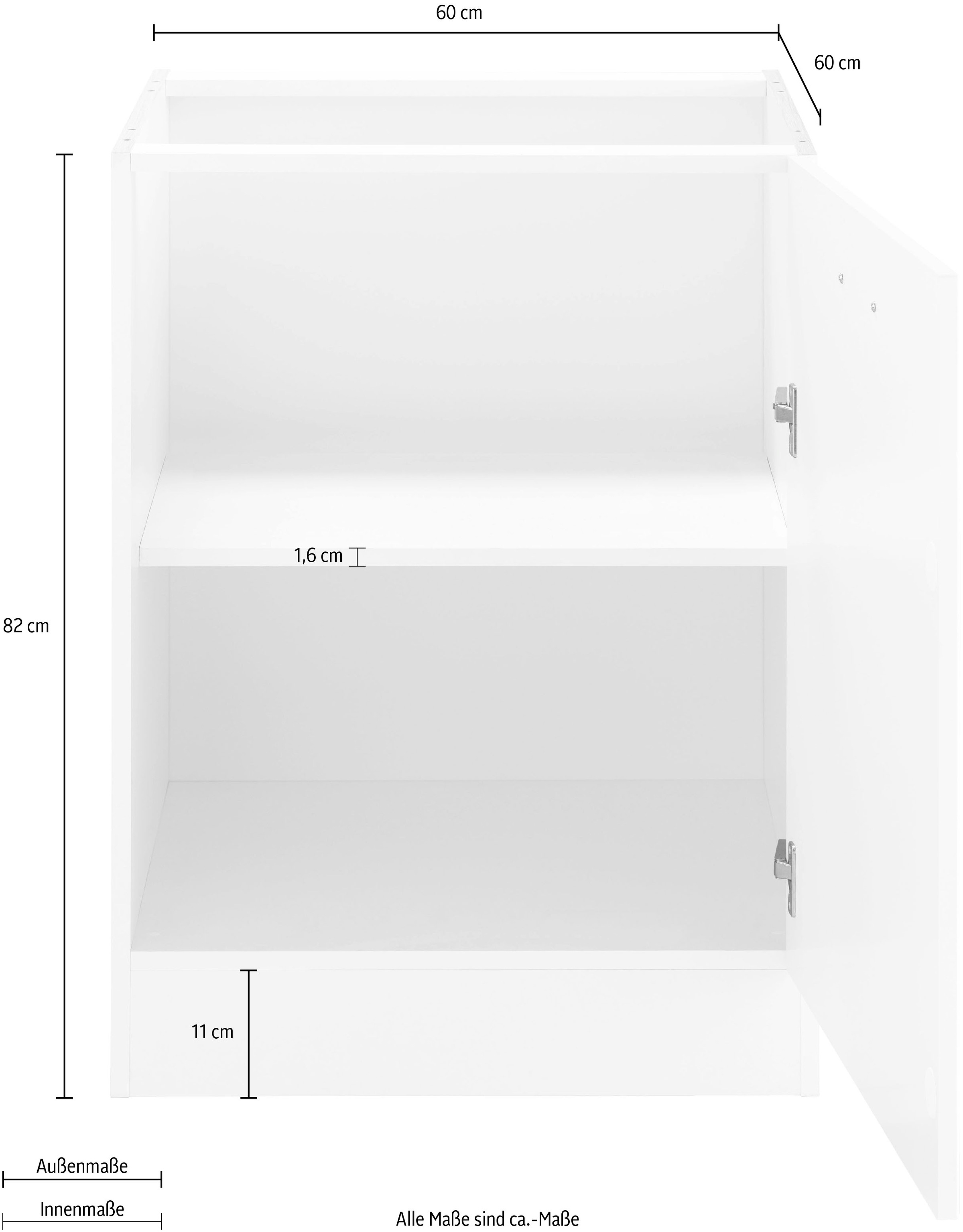 KOCHSTATION Unterschrank »KS-Tinnum«, 60 cm breit, MDF-Fronten, Metallgriff