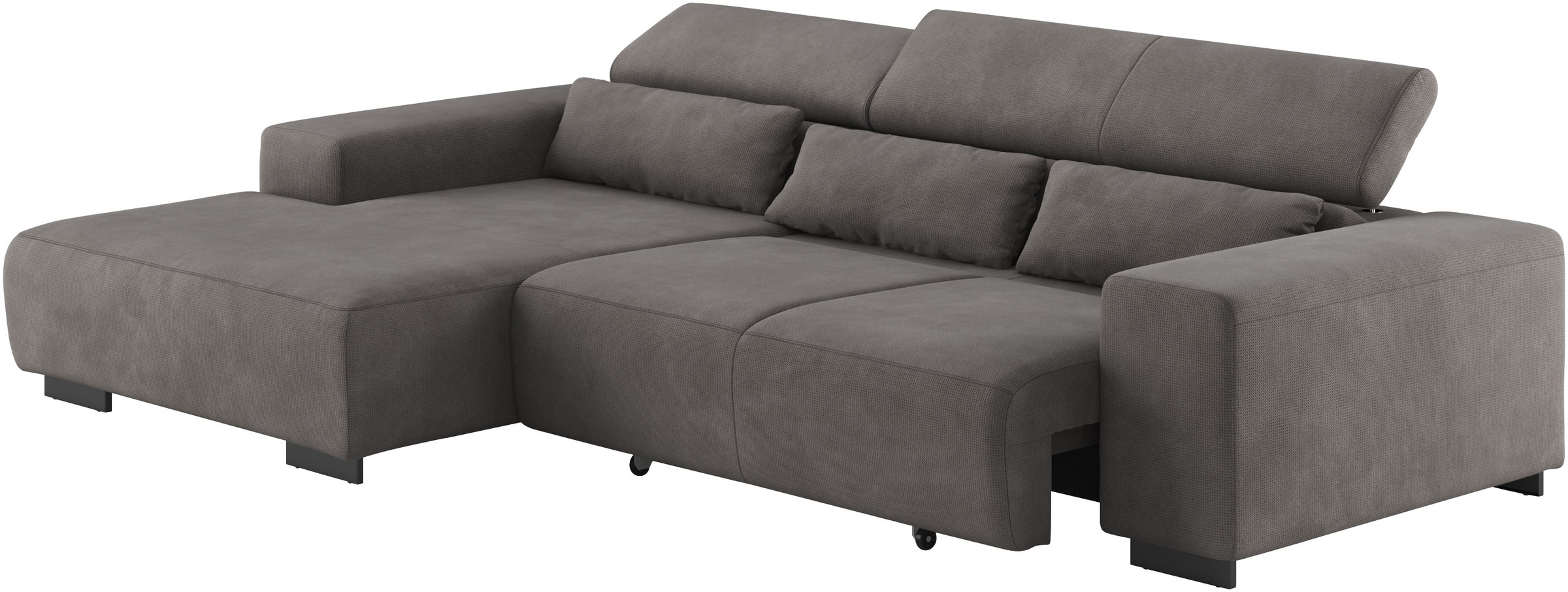 Ecksofa COTTA "Side L-Form, mit Kopfteilverstellung & 3 Nierenkissen", grau (stone), B:304cm H:71cm T:186cm, 96% POLYESTER (PES) / 4% POLYAMID (PA), Sofas, Ecksofa, optional motorische Sitztiefenverstellung 6
