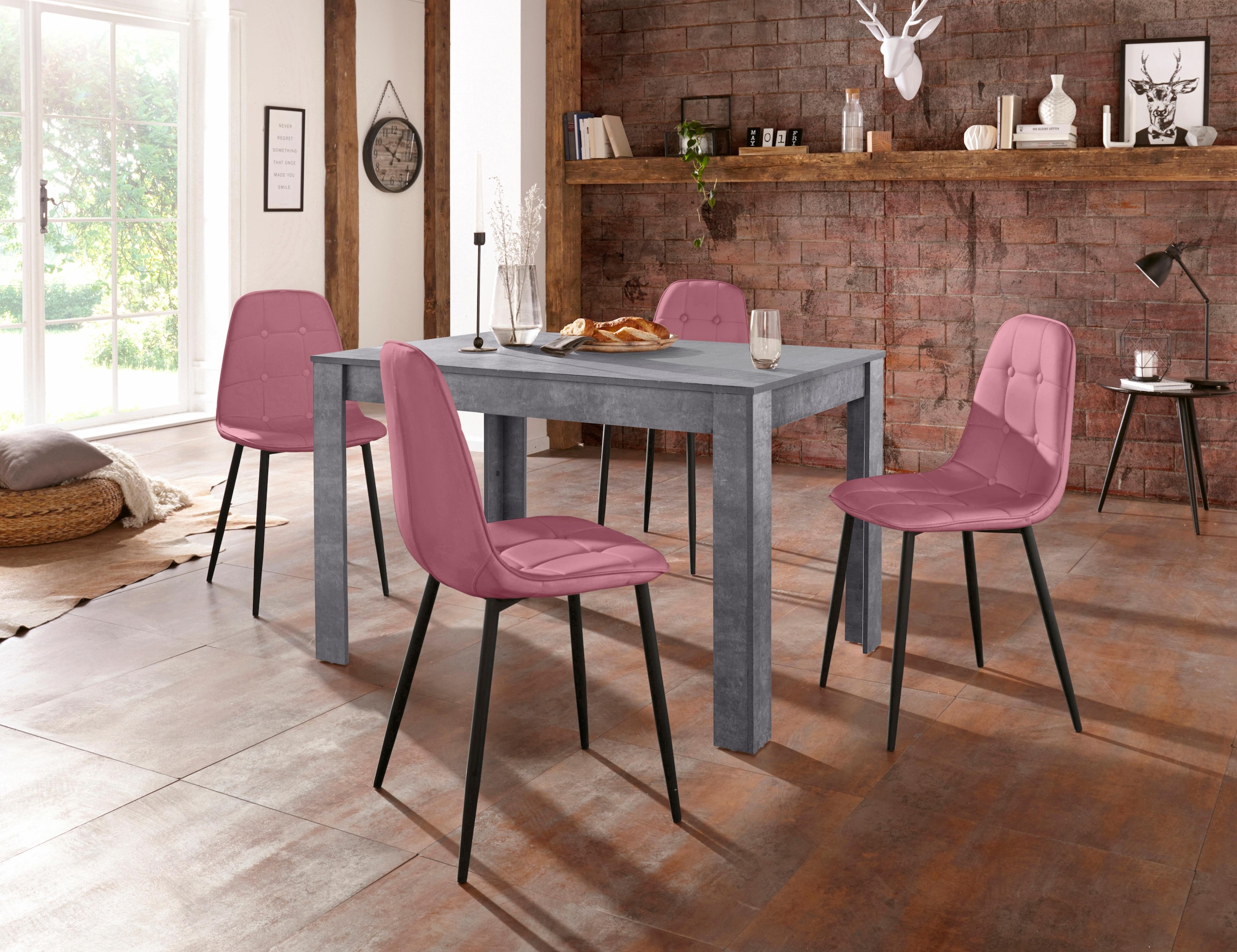 INOSIGN Essgruppe Set, 5 Stk. tlg. mit Esstisch 120 cm breit günstig online kaufen