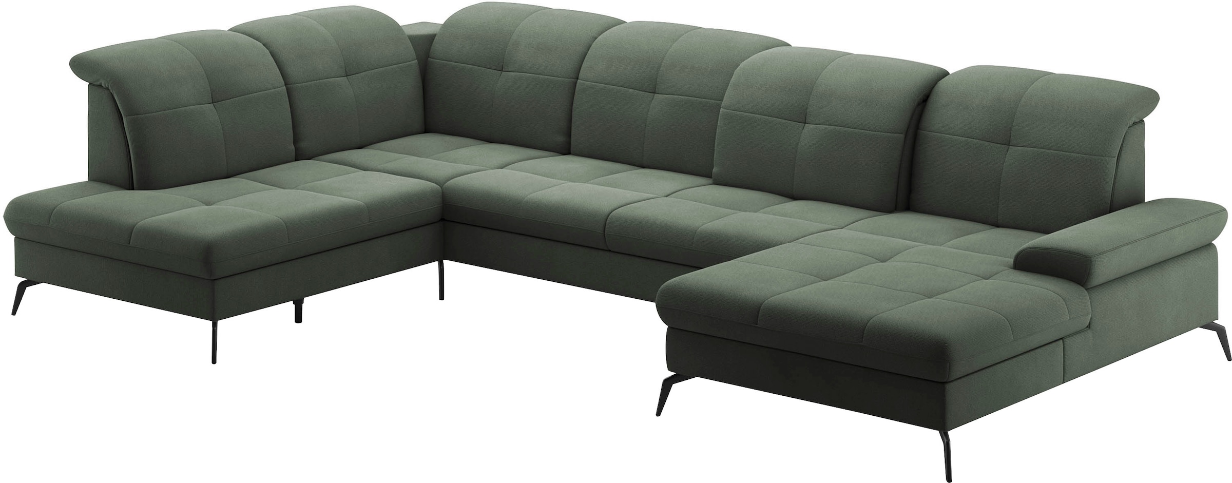 sit&more Wohnlandschaft »Amica, U-Form, inkl. Sitztiefenverstellung und Armteilverstellung«, wahlweise mit Kopfteilverstellung, Bettfunktion und Bettkasten