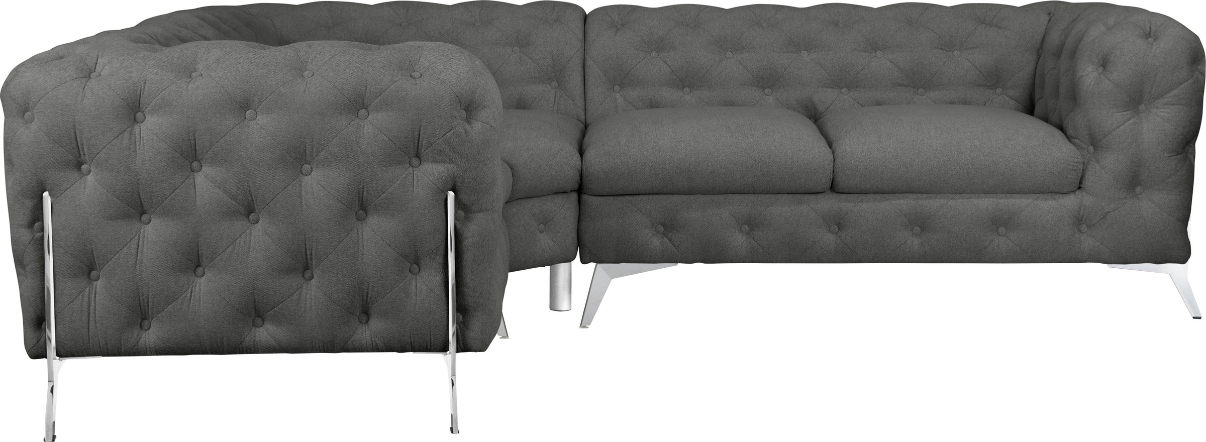 Leonique Chesterfield-Sofa »Amaury L-Form«, Chesterfield-Optik, Breite/Tiefe je 262 cm, Fußfarbe wählbar