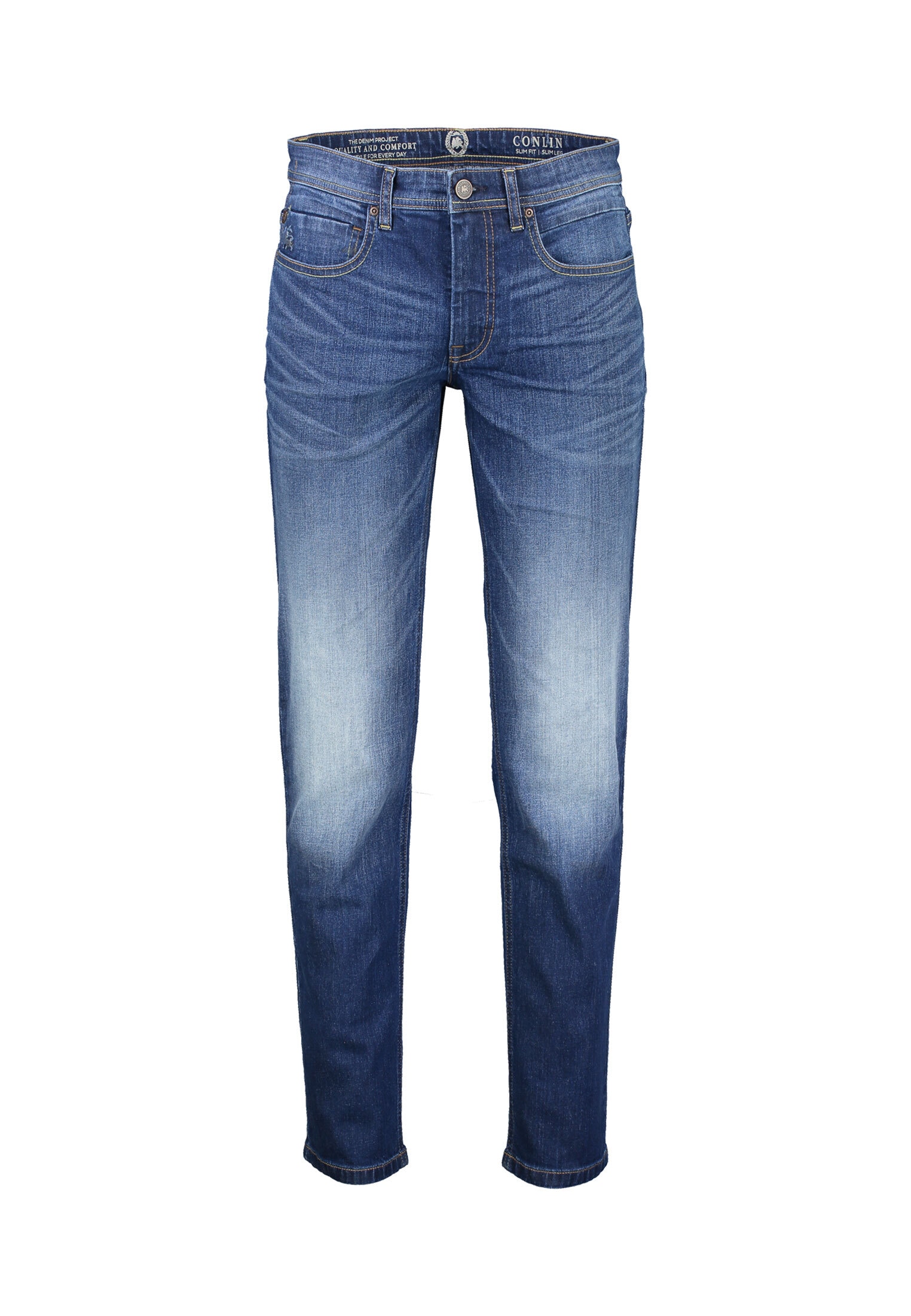 LERROS 1100000002199 "CONLIN 5-Pocket Stretch-Denim, SLIM FIT" Herren Jeans, blau, bequem, Used-Look, 99% Baumwolle, 1% Elasthan
