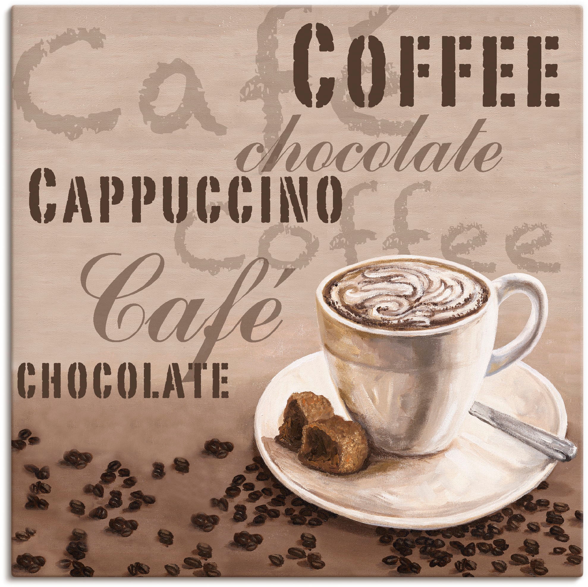 Artland Leinwandbild "Schokolade - Cappucino" Getränke 1 Stk. tlg. auf Keil günstig online kaufen