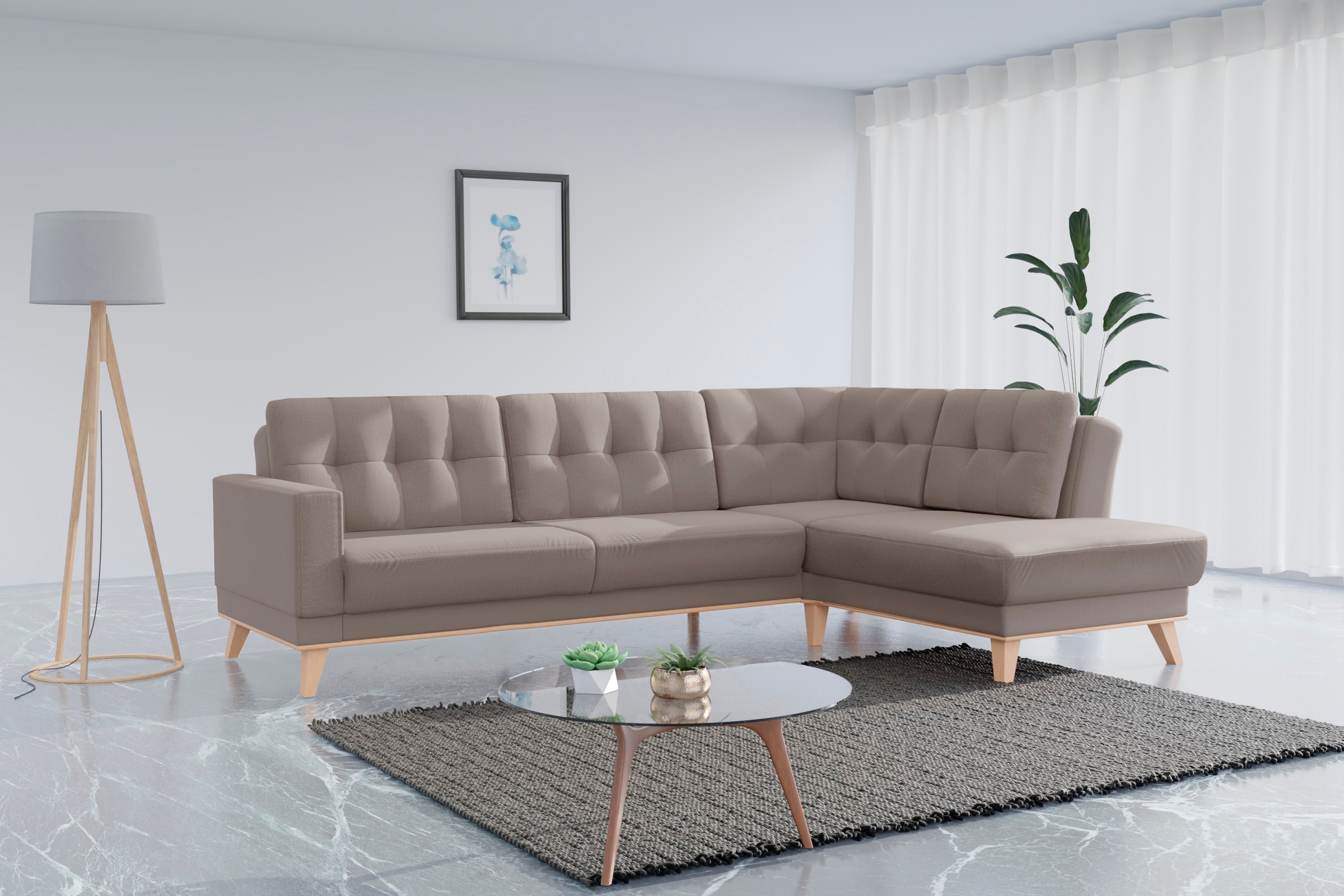 sit&more Ecksofa »Lavida L-Form«, wahlweise mit Kippfunktion und Bettkasten