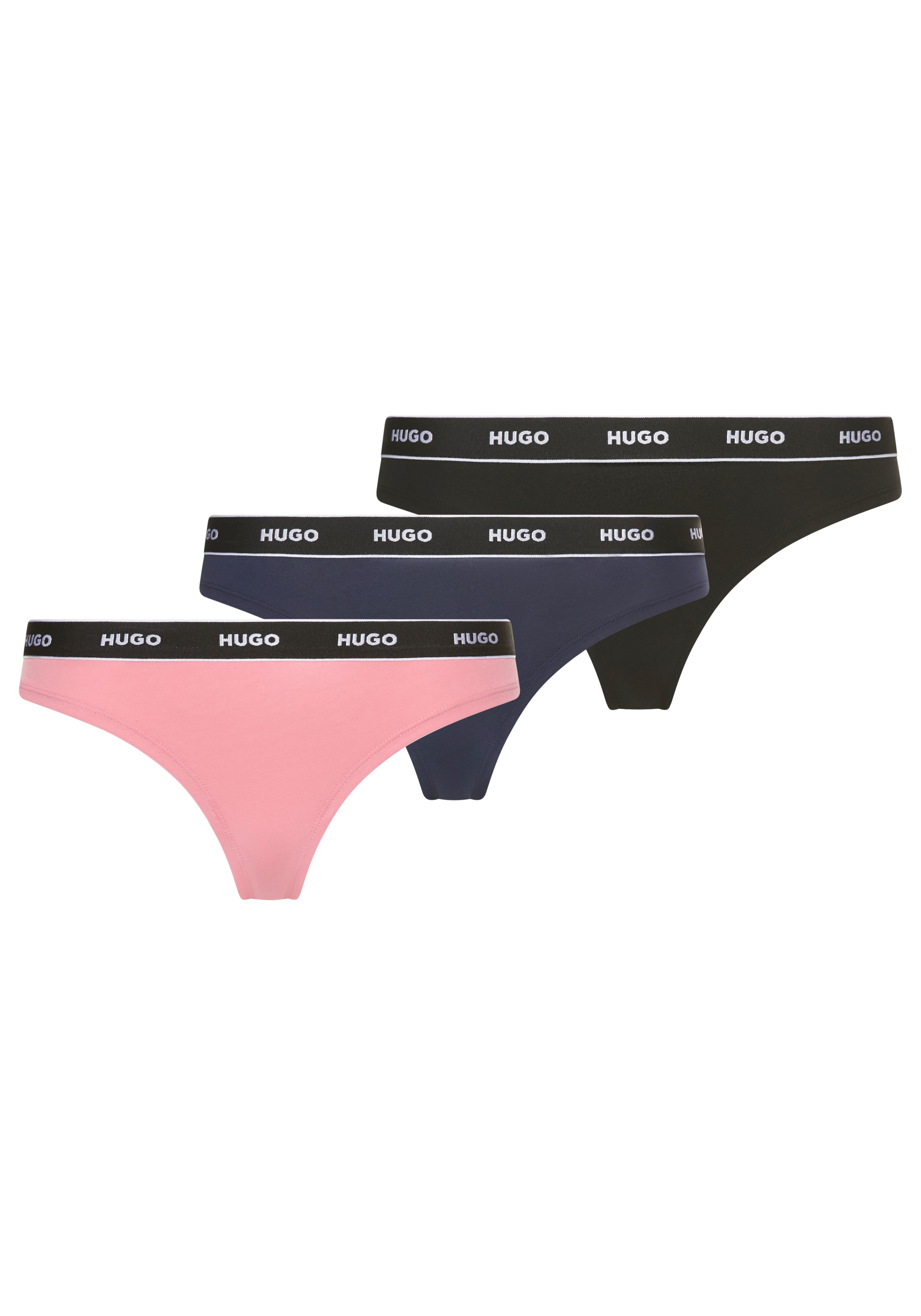 HUGO UNDERWEAR Damen String "TRIPLET THONG STRIPE", Gr. XXL, bunt, Jersey, Obermaterial: 95% Baumwolle, 5% Elasthan, Unterhosen, elastischer Bund mit
