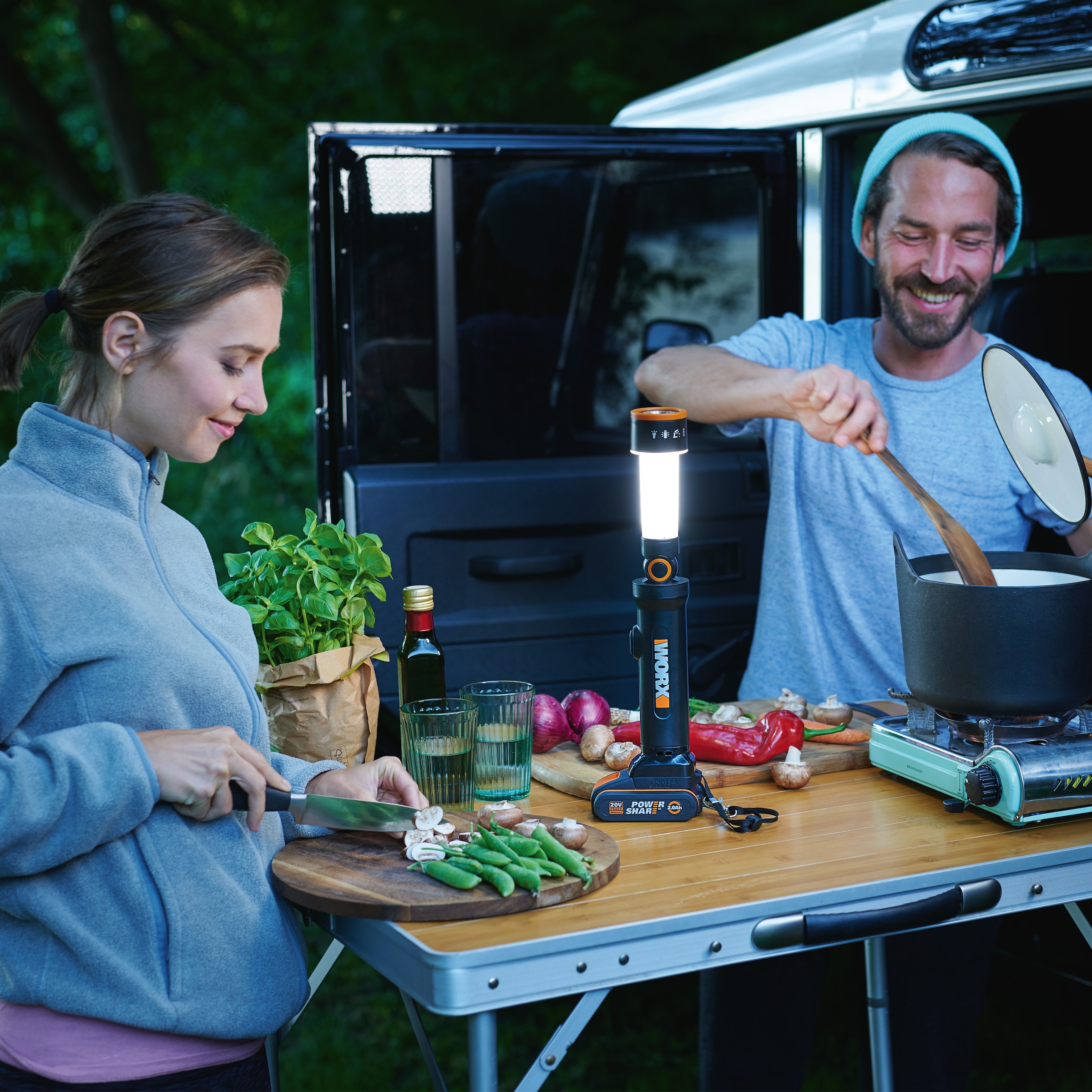 Worx LED Arbeitsleuchte »WX027.9«, Leuchtmittel LED-Board | LED fest integriert, 120-510 Lumen, 4-IN-1 multifunktional, ohne Akku & Ladegerät