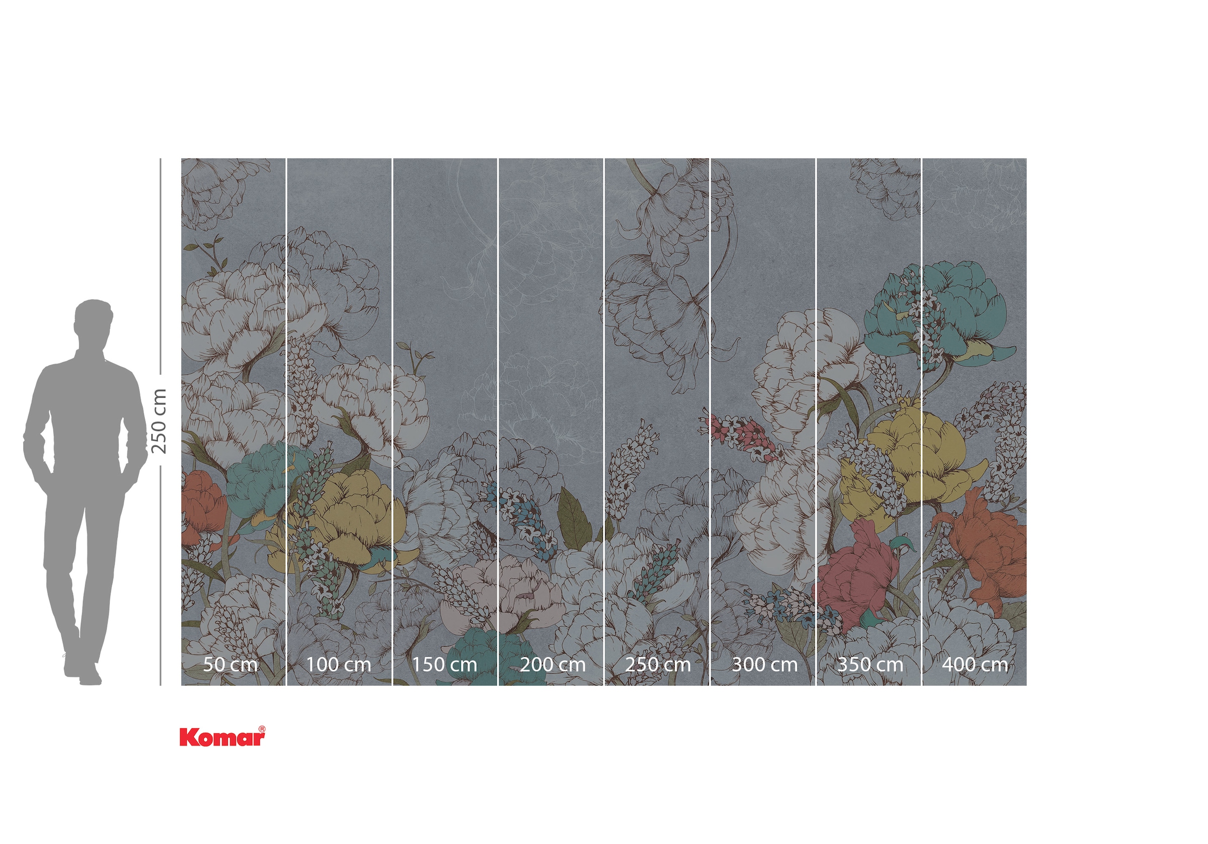 Komar Vliestapete »Planting Peonies«, 400x250 cm (Breite x Höhe), Vliestapete, 100 cm Bahnbreite