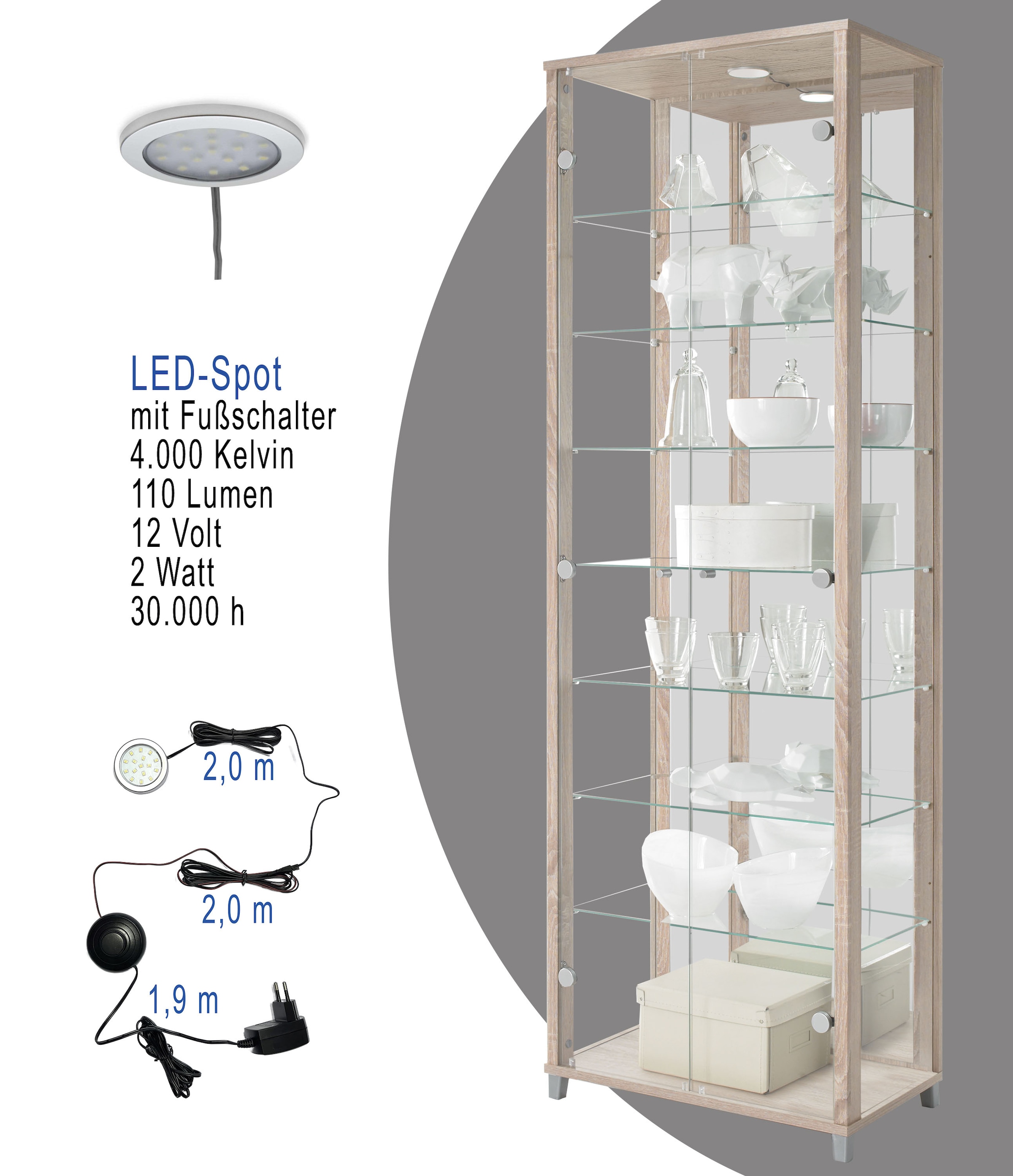fif möbel Vitrine »OPTIMA«, Standvitrine/Glasvitrine 2x Glastür,perfekt für Sammler,Sammlervitrine