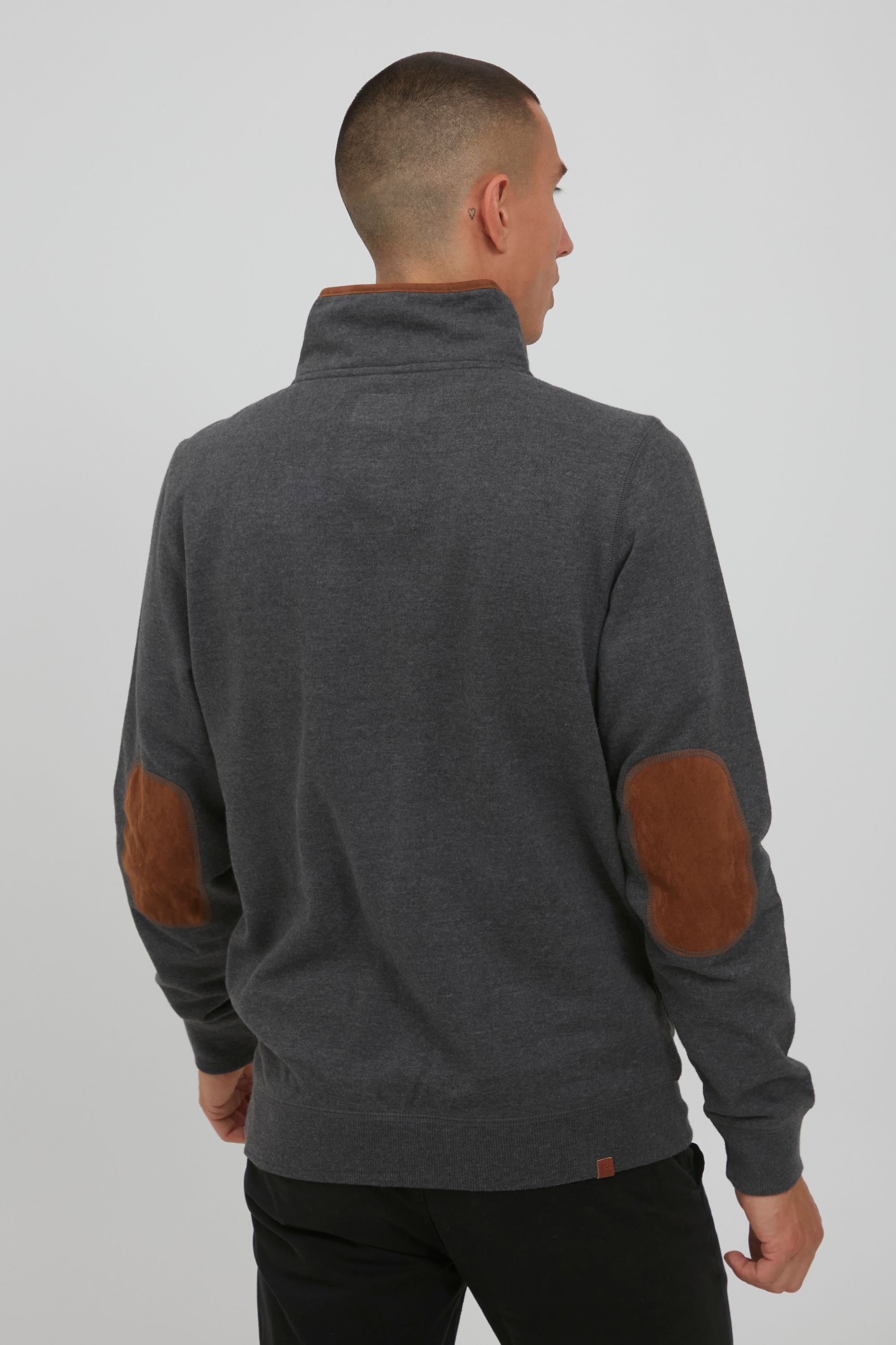 Troyer BLEND "BHAchilias", Herren, Gr. M, charcoal, Sweatware, 60% Baumwolle, 40% Polyester, unifarben, regular fit, ohne Ausschnitt, eingesetzt, Pullover Troyer, Sweatshirt mit Stehkragen 6