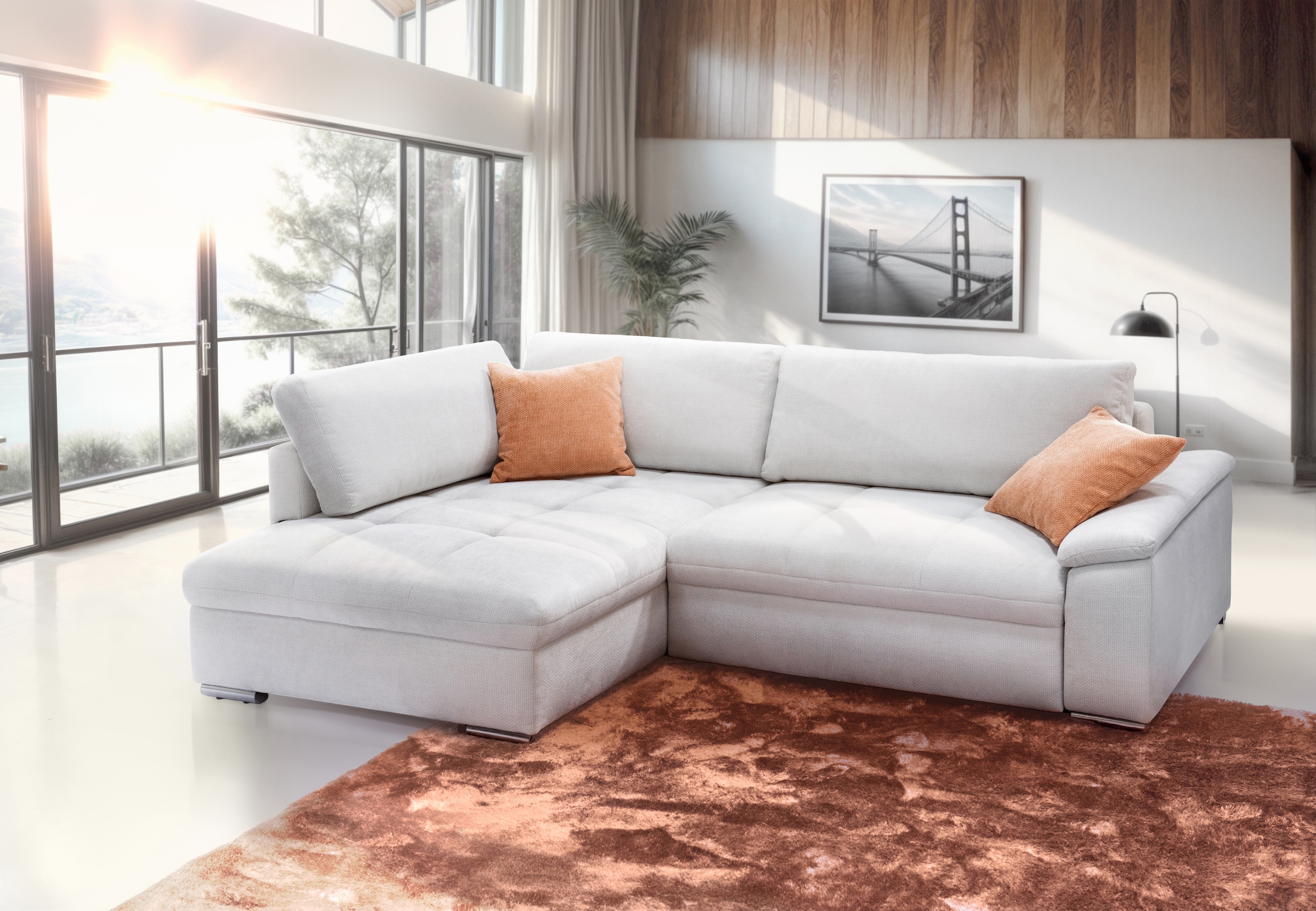 exxpo - sofa fashion Ecksofa "Casa Grande inkl. Bettfunktion & Bettkasten, bequem" Breite 268cm, L-Form, guter Sitzkomfort, große Liegefläche