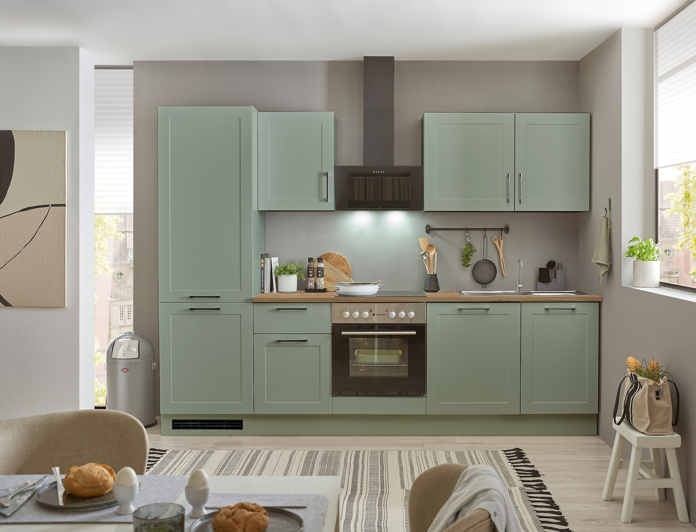 BASIC by Balculina Küchenzeile »Marsi«, Breite 280 cm, wahlweise mit E-Geräten, mit Soft-Close-Funktion