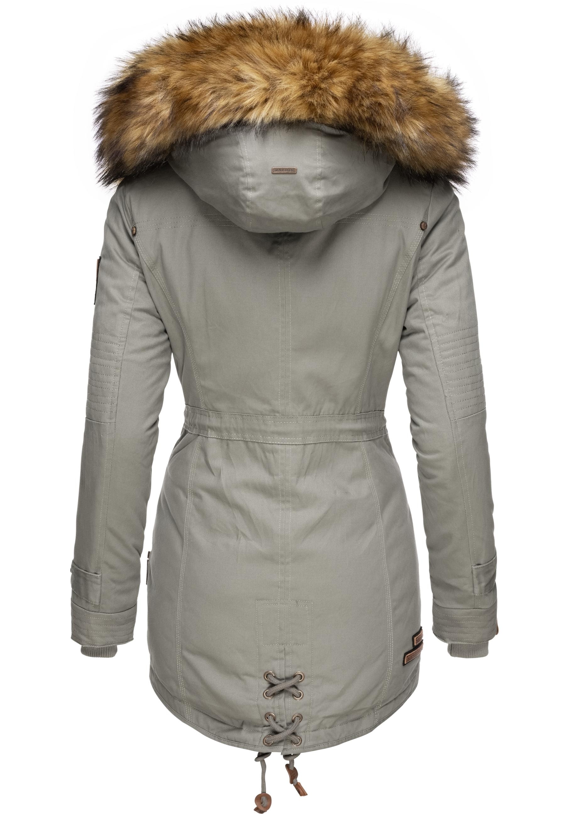Marikoo Wintermantel »La Viva Prc«, stylischer Winterparka mit abnehmbarem Kunstfell