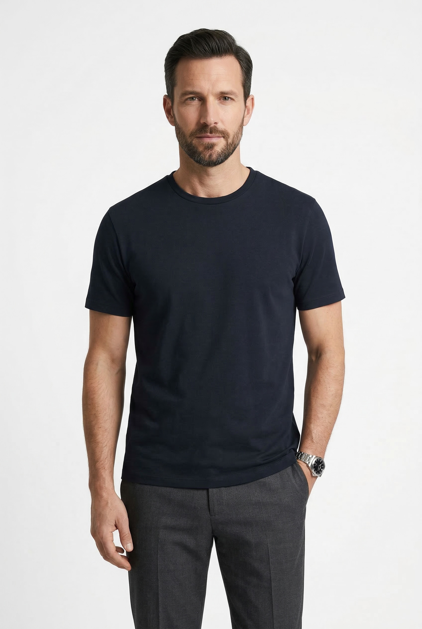 T-Shirt CINQUE "CIDEN", Damen, Gr. L, dunkelblau, Jersey, Obermaterial: 100% Baumwolle, unifarben, regular fit normal, Rundhals, abgesteppte Kante, Shirts T-Shirt, aus Baumwolle, Rundhals